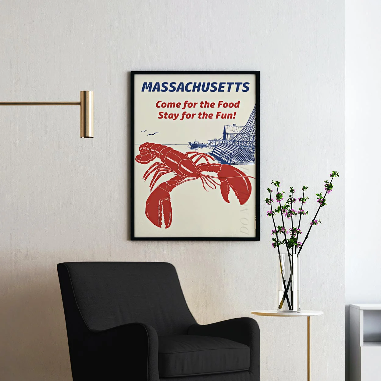 Massachusetts Lobster Seafood Cape Cod Kitchen Vintage Travel Poster - Image 2