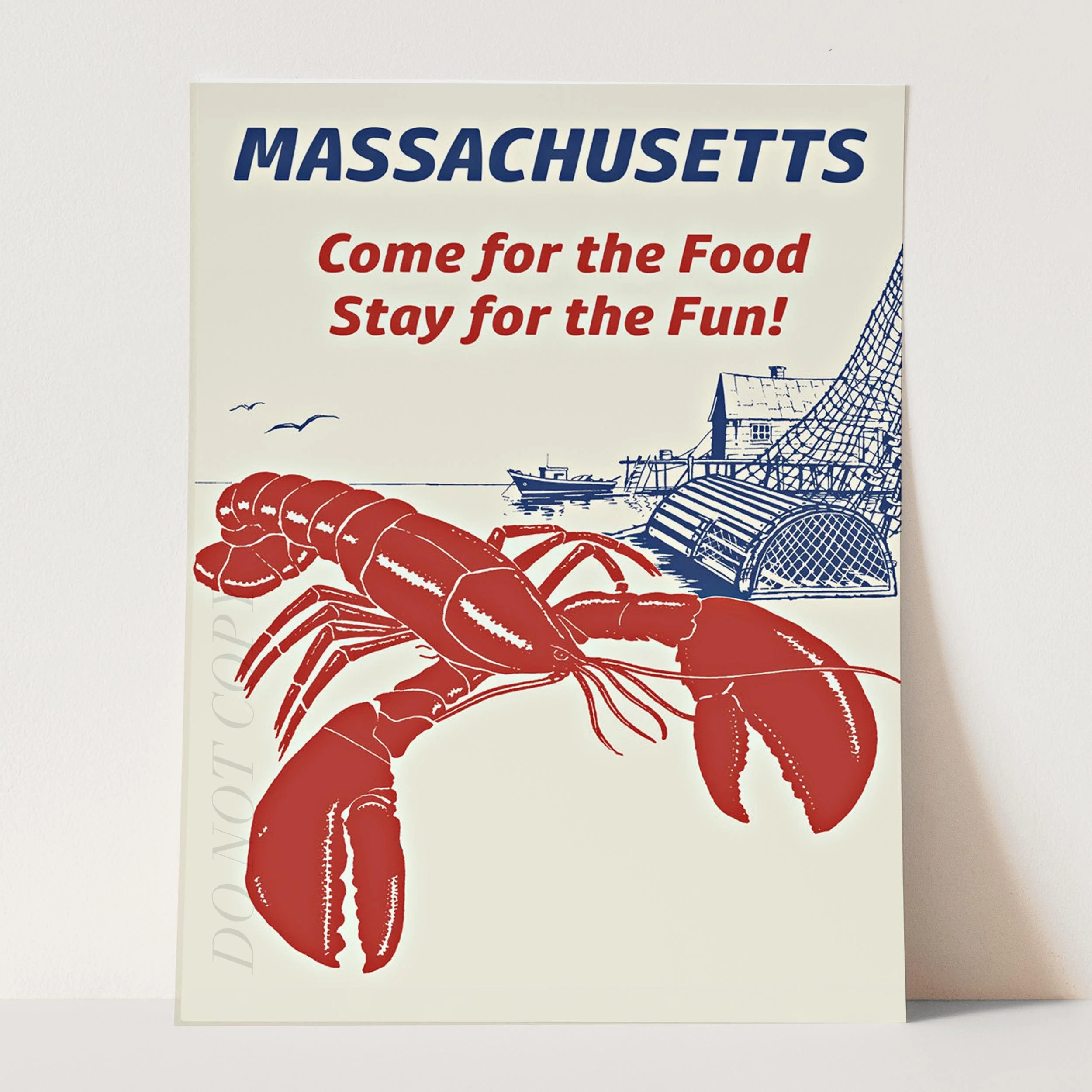 Massachusetts Lobster Seafood Cape Cod Kitchen Vintage Travel Poster - Image 3
