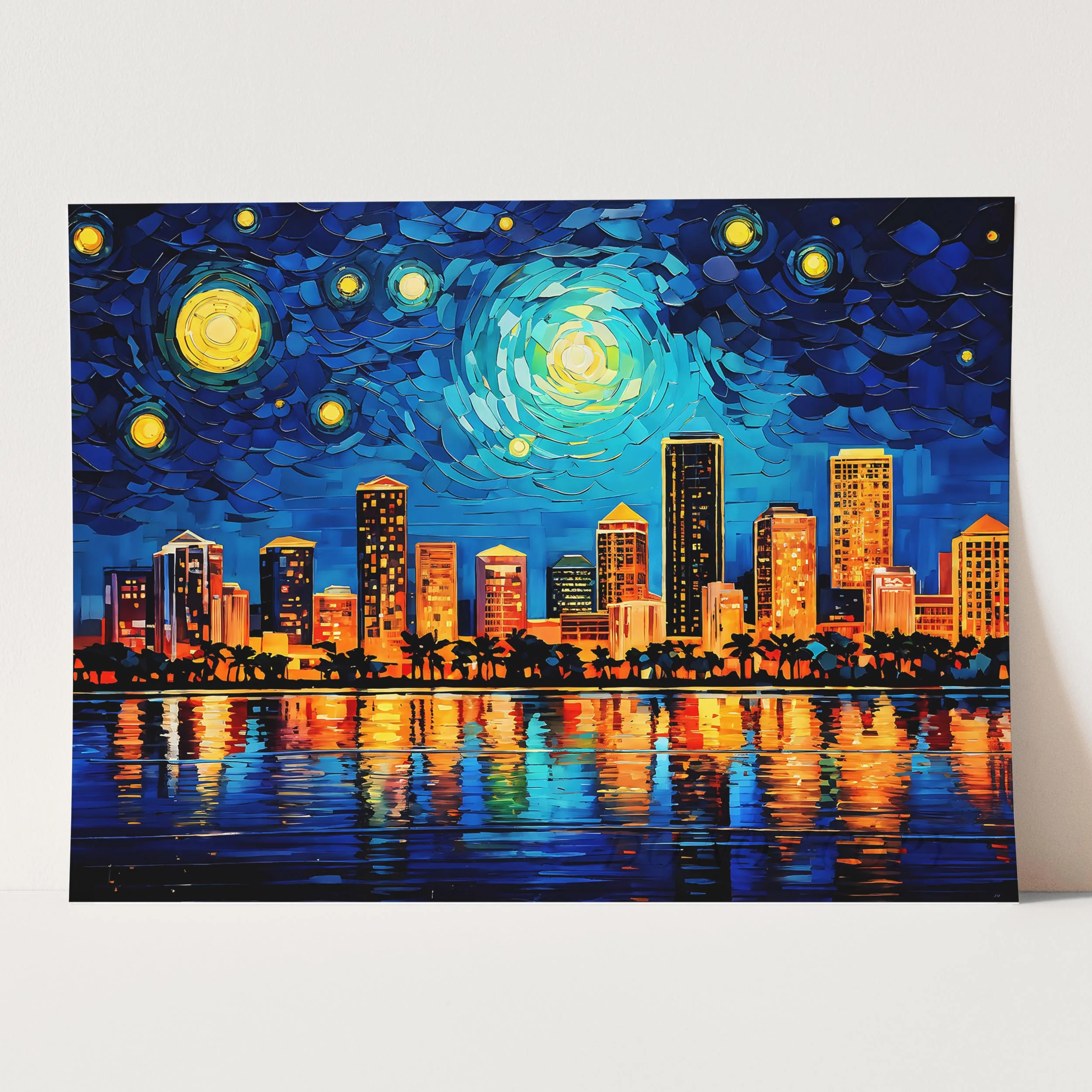 Miami City Skyline as Van Gogh Starry Night - Image 5
