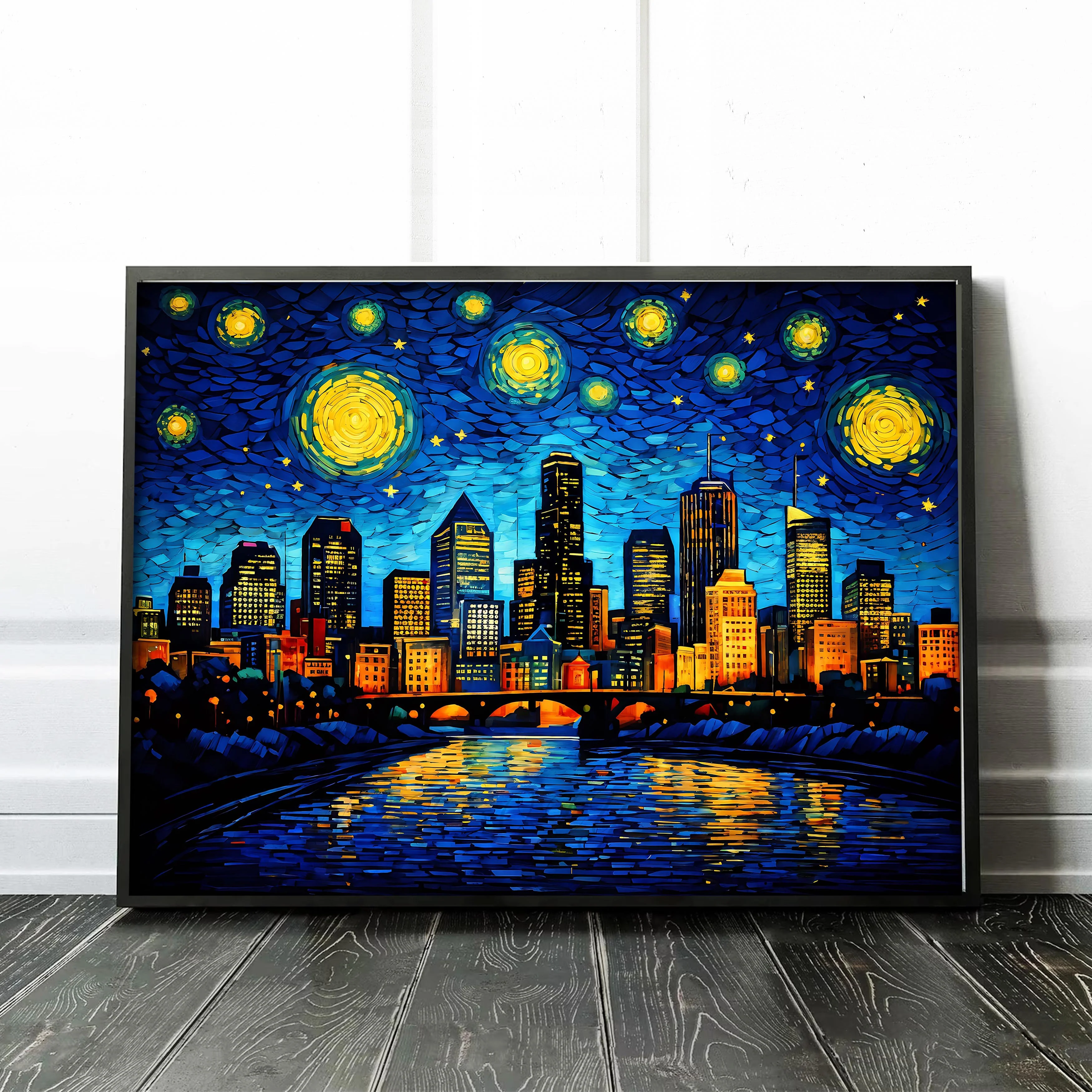 Minneapolis City Skyline as Van Gogh Starry Night - Image 2