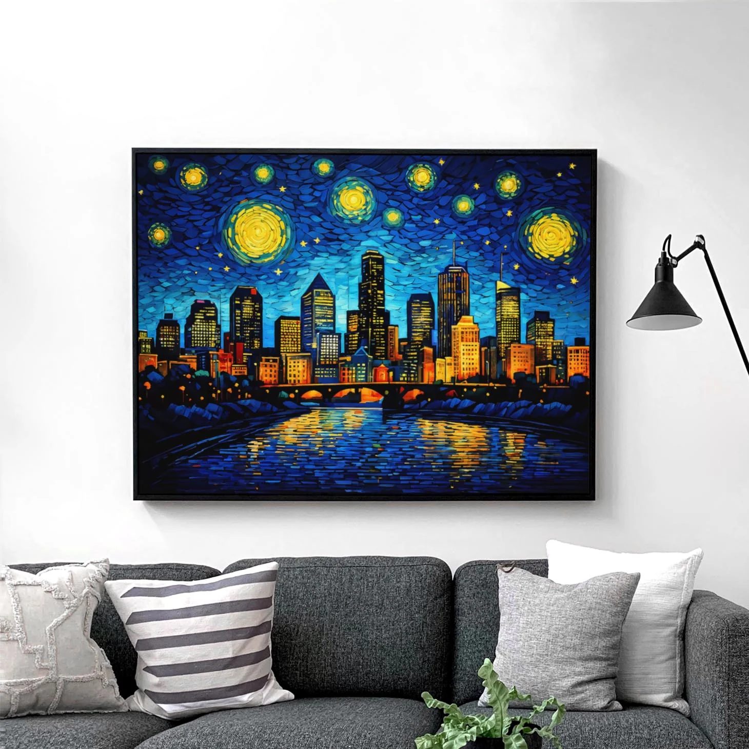 Minneapolis City Skyline as Van Gogh Starry Night - Image 3