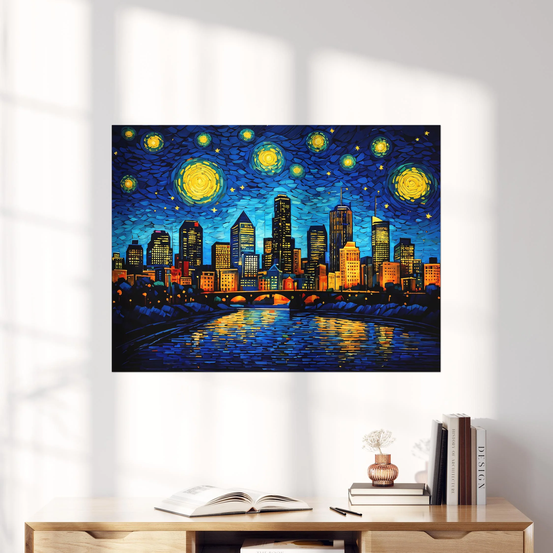 Minneapolis City Skyline as Van Gogh Starry Night - Image 4