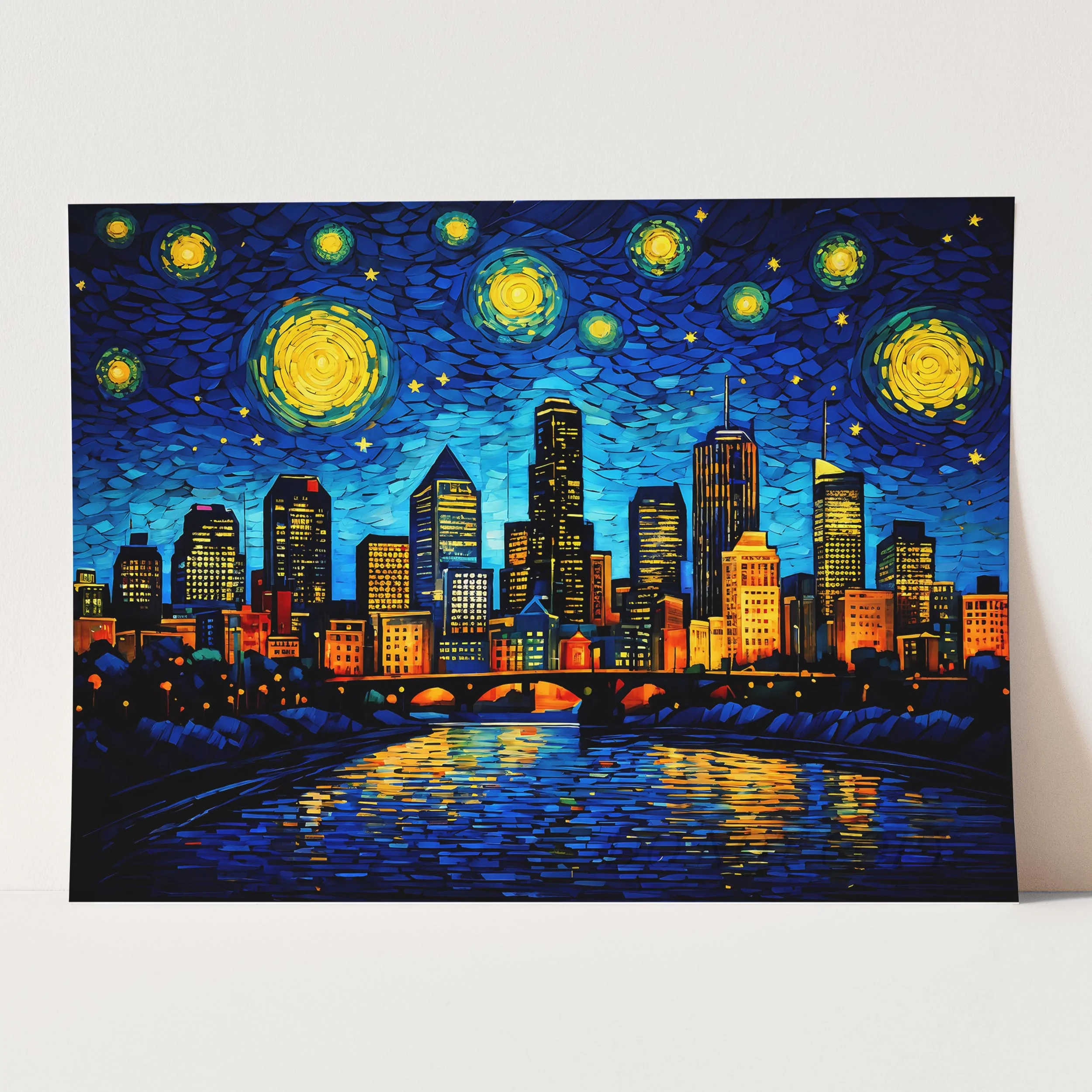 Minneapolis City Skyline as Van Gogh Starry Night - Image 5
