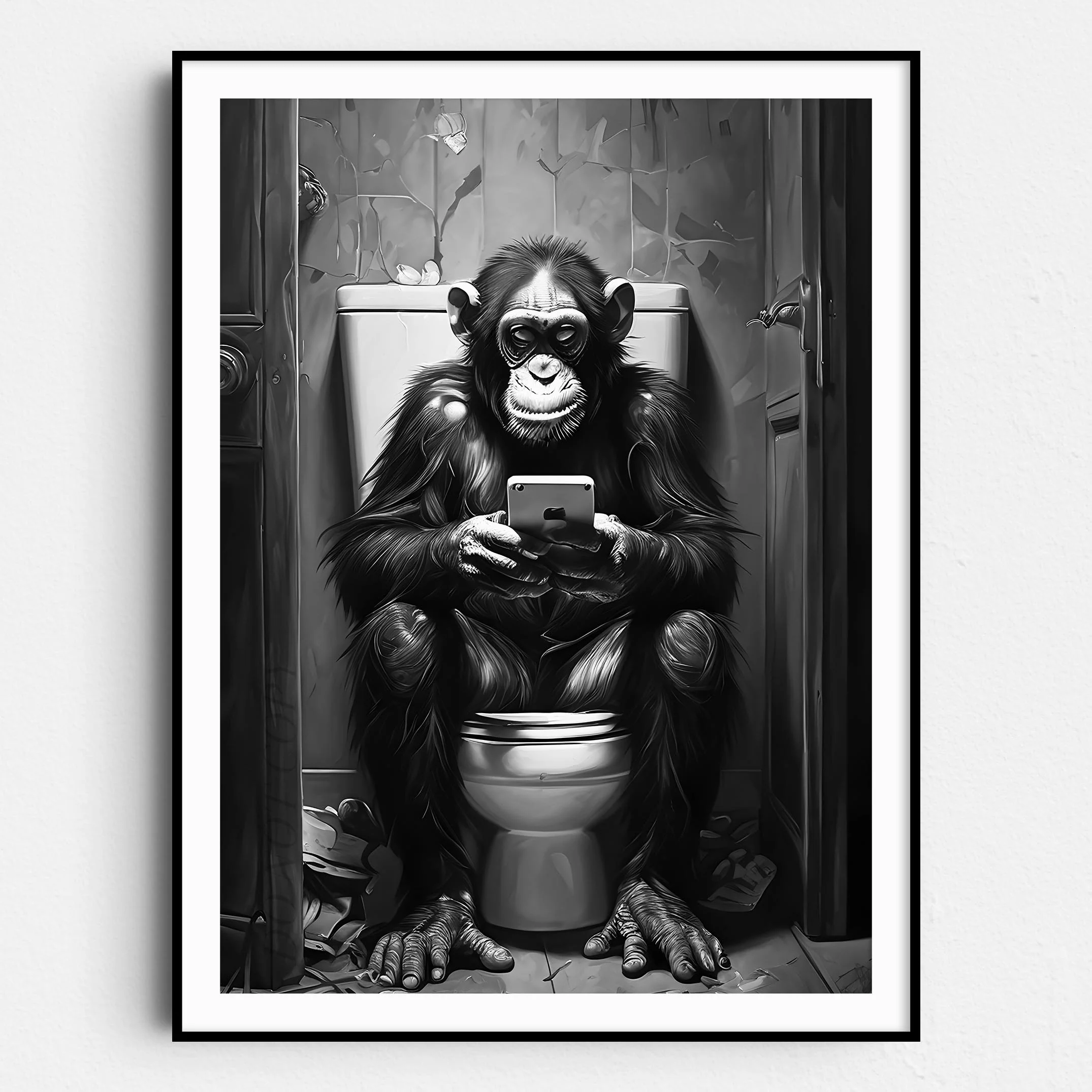 Monkey On The Phone On The Toilet