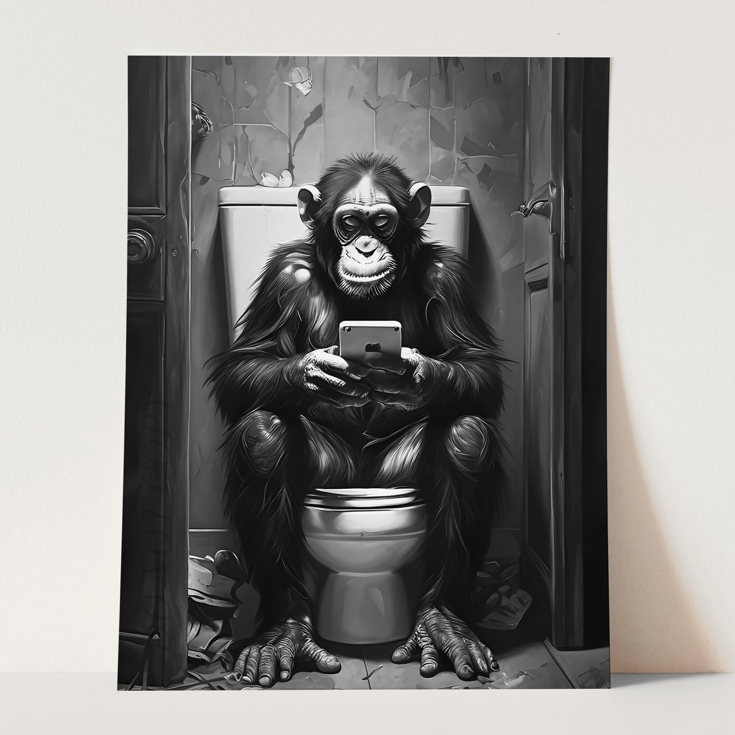 Monkey On The Phone On The Toilet - Image 3
