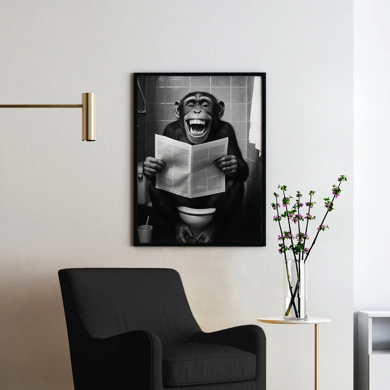 Monkey Reading The Newspaper On The Toilet - Image 2