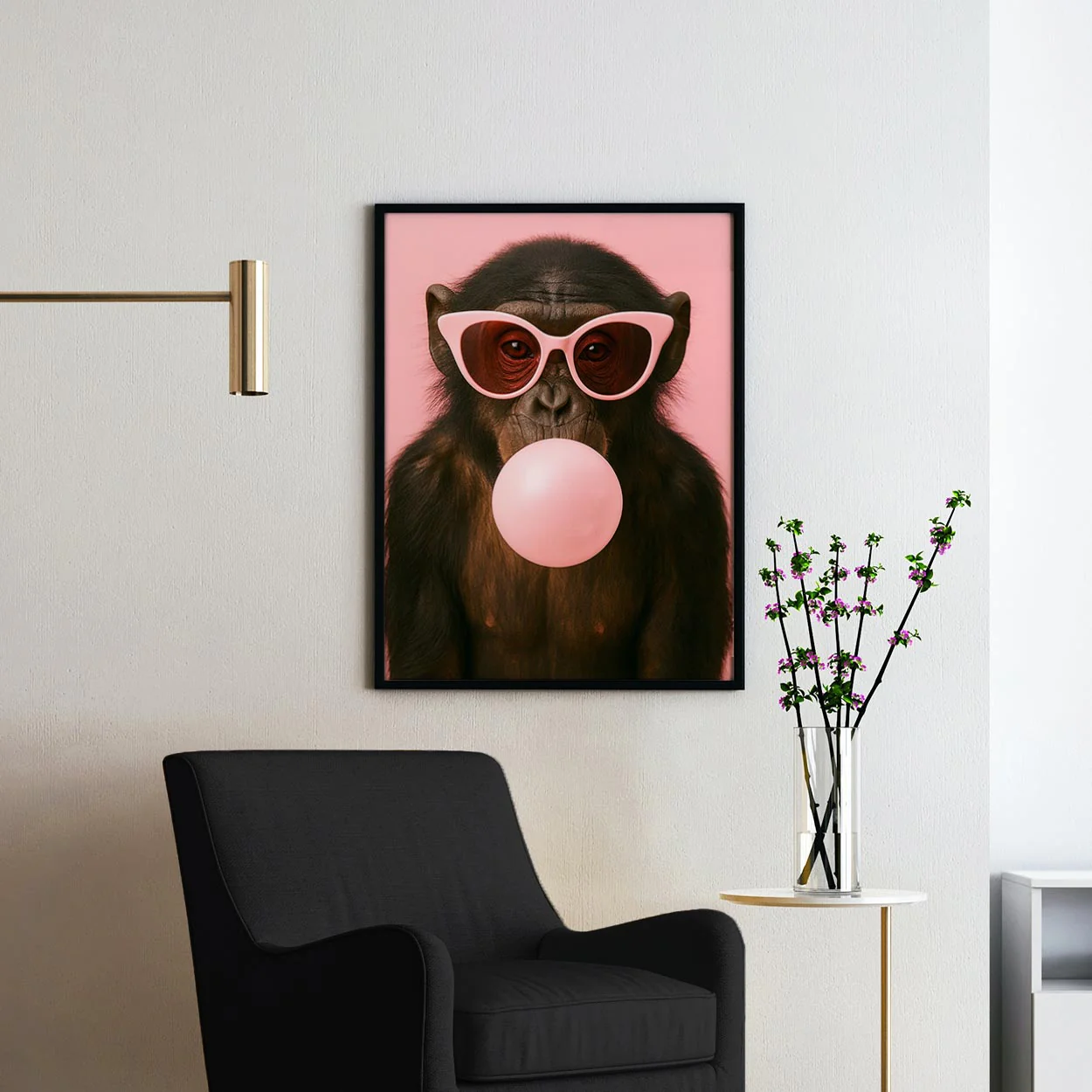 Monkey With Sunglasses Blowing Pink Bubble Gum - Image 2