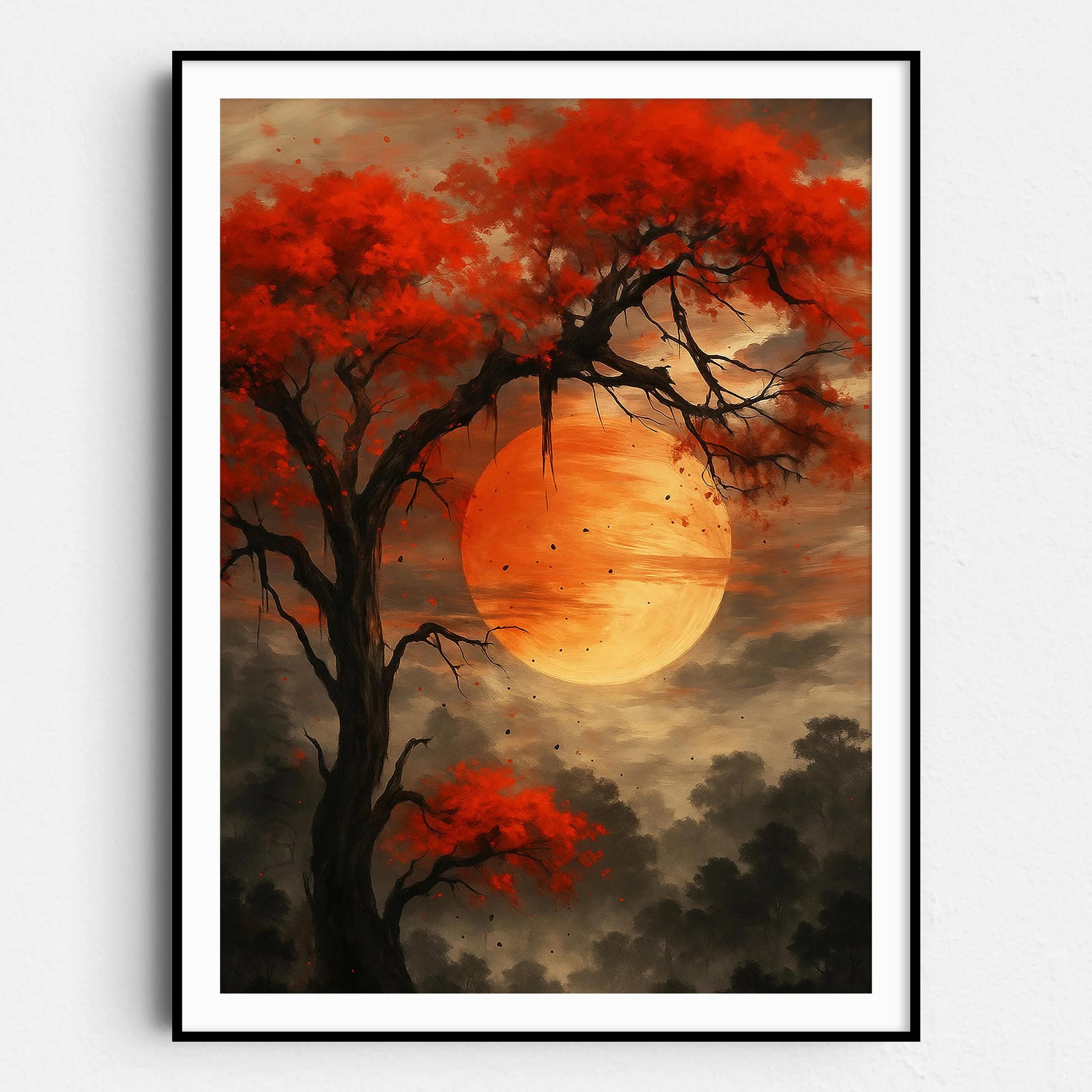 Moon Over Red Tree