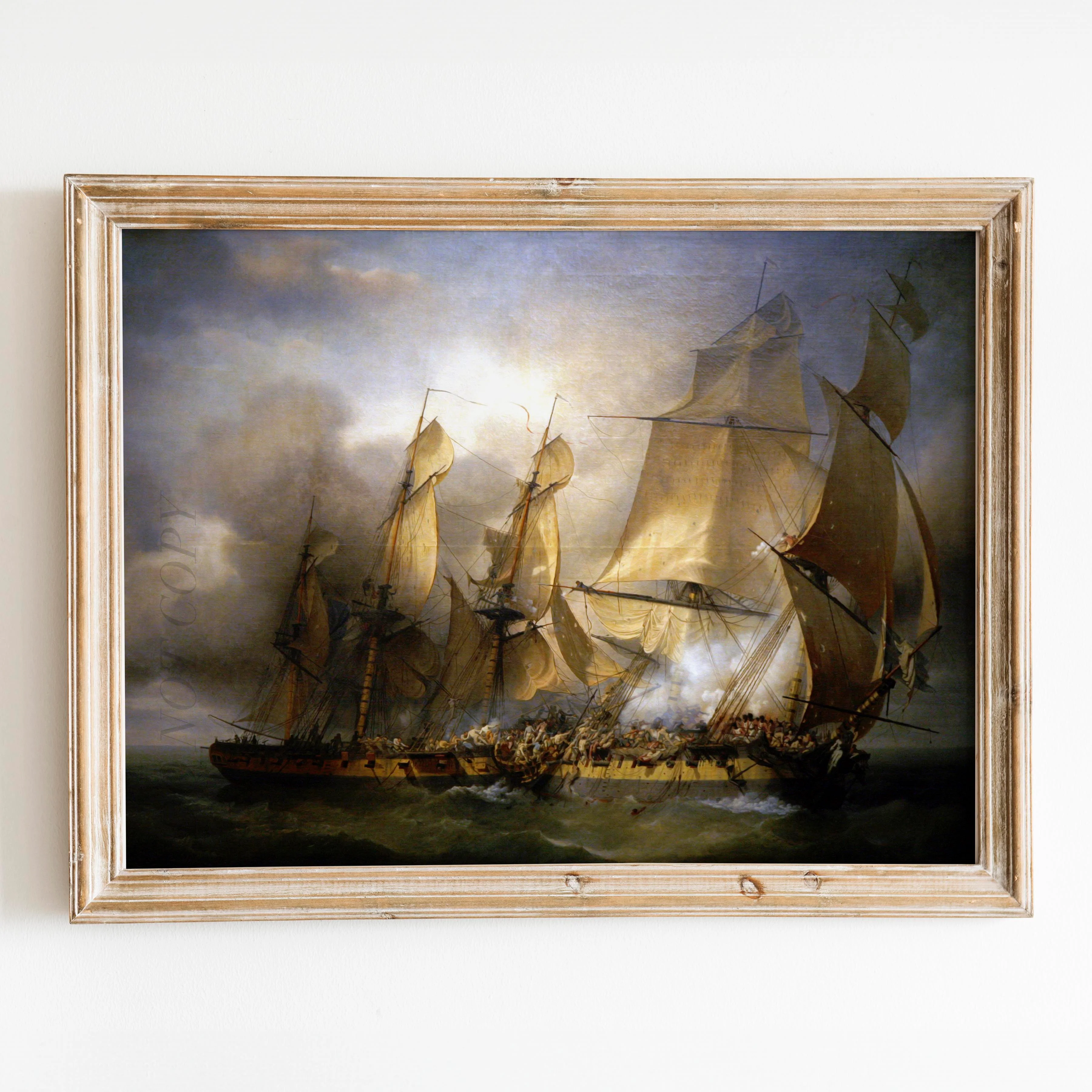 Naval battle between frigates between La Bayonnaise and L'Embuscade 1798 by Louis Philippe Crepin