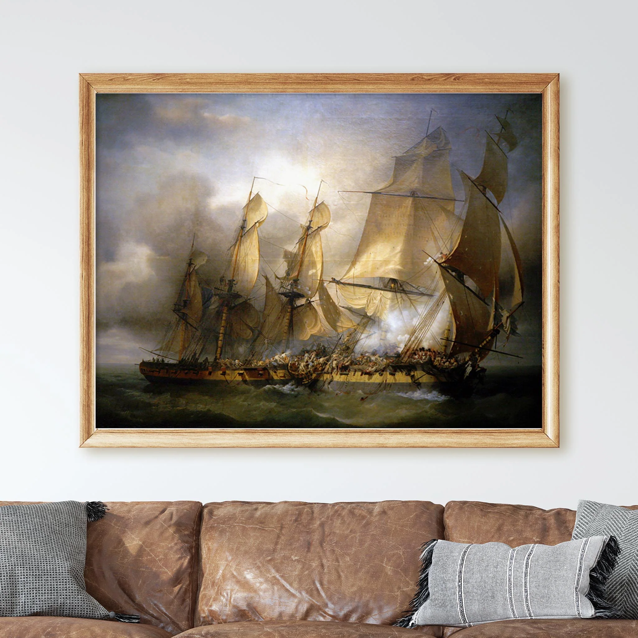 Naval battle between frigates between La Bayonnaise and L'Embuscade 1798 by Louis Philippe Crepin - Image 2