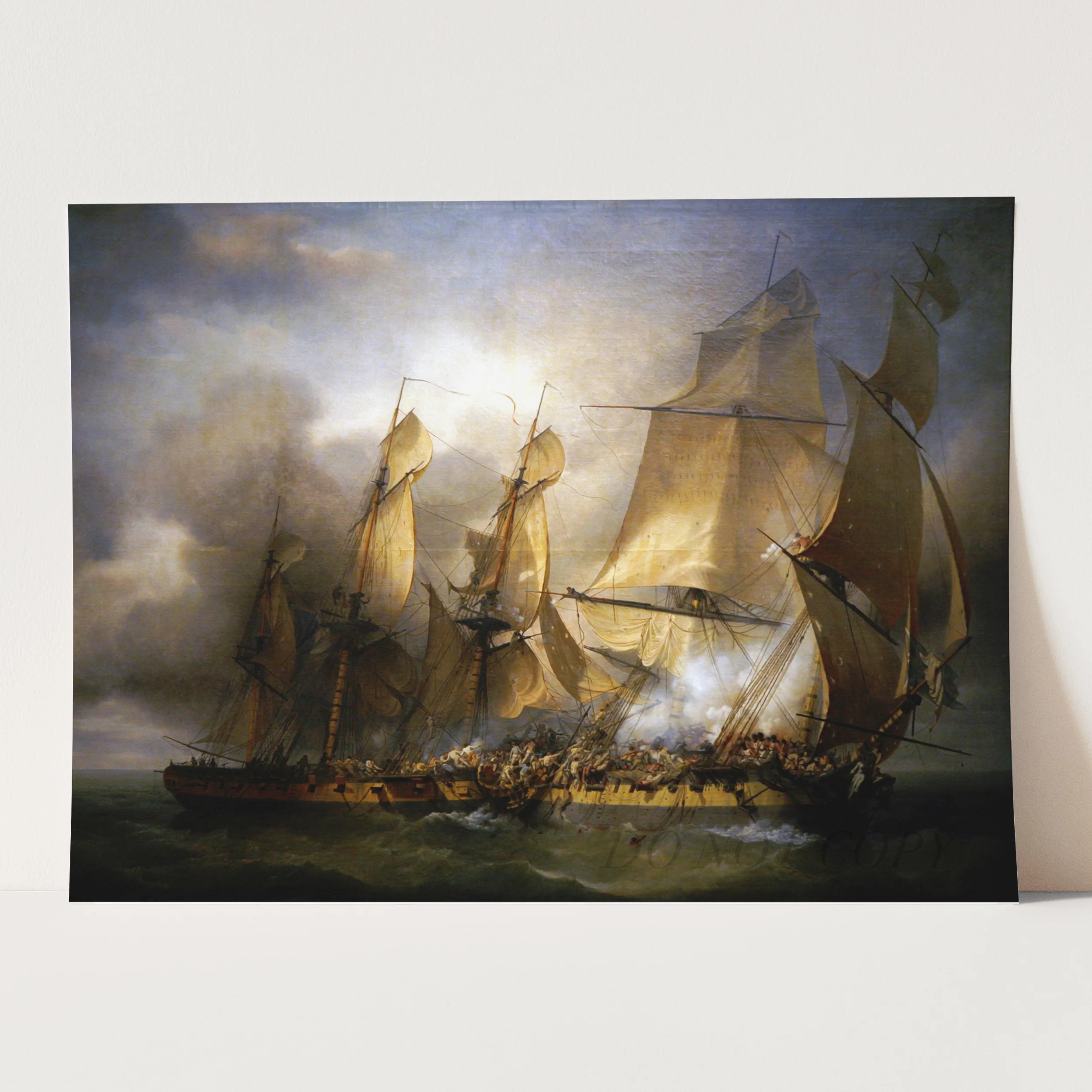 Naval battle between frigates between La Bayonnaise and L'Embuscade 1798 by Louis Philippe Crepin - Image 3