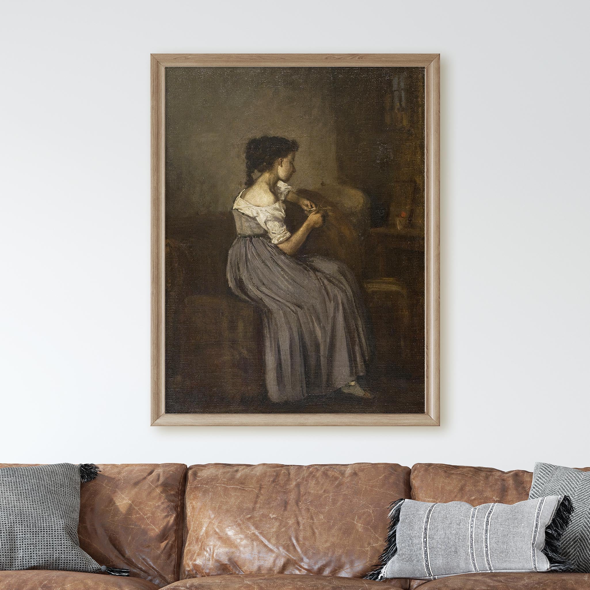 Needlepoint - Young Girl Sewing - Image 2