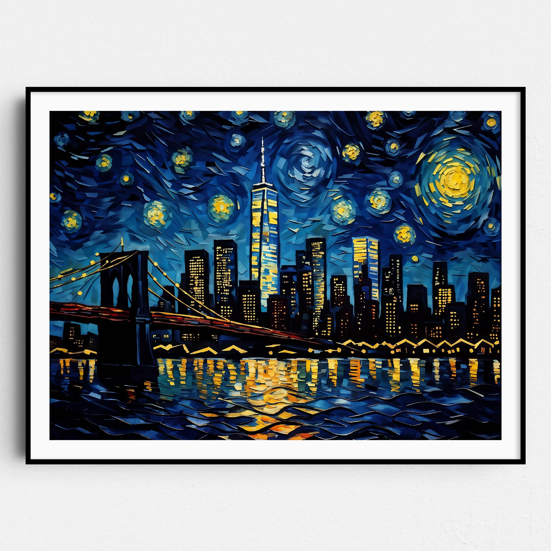 New York City Skyline as Van Gogh Starry Night
