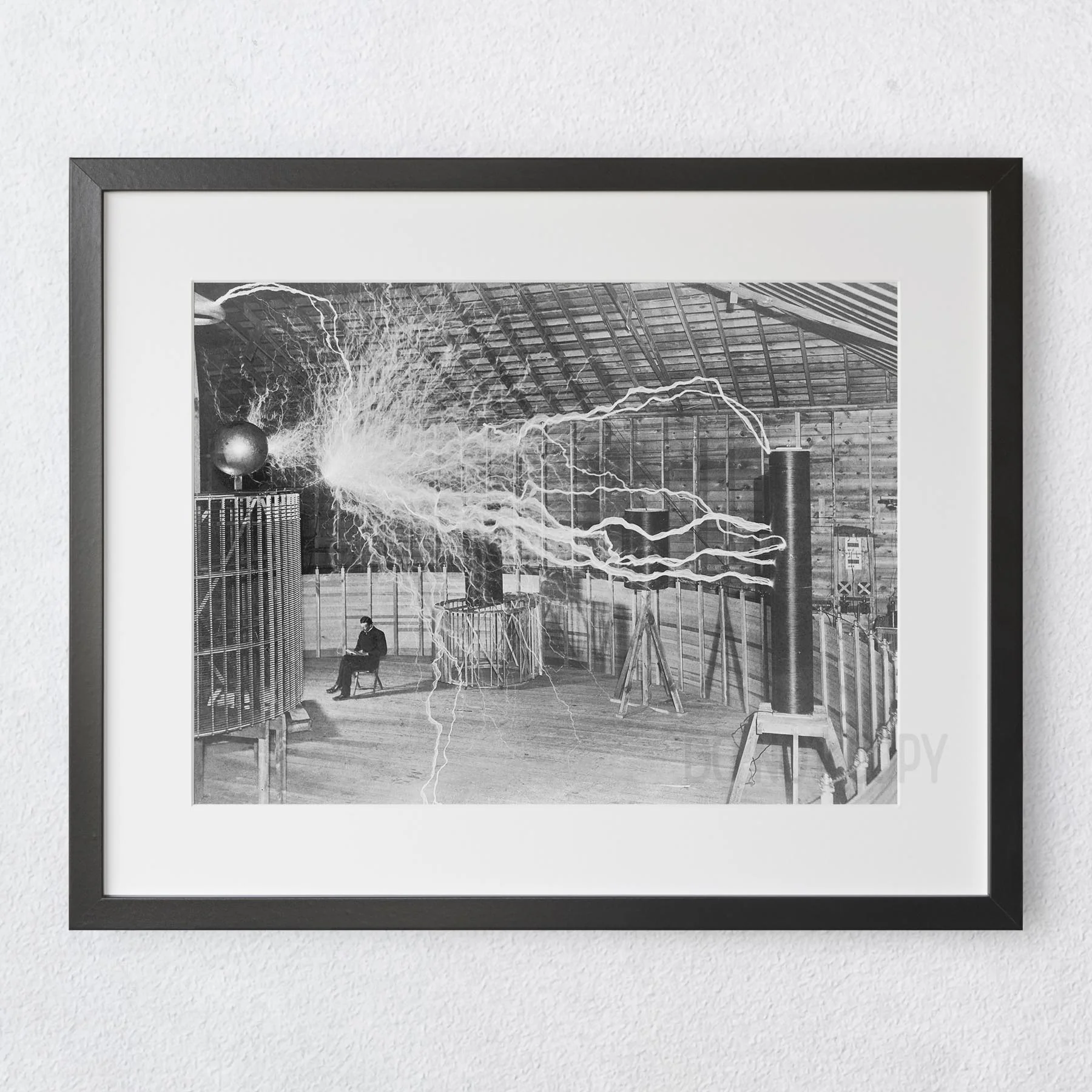 Nikola Tesla Reading With Electric Generator - Image 5