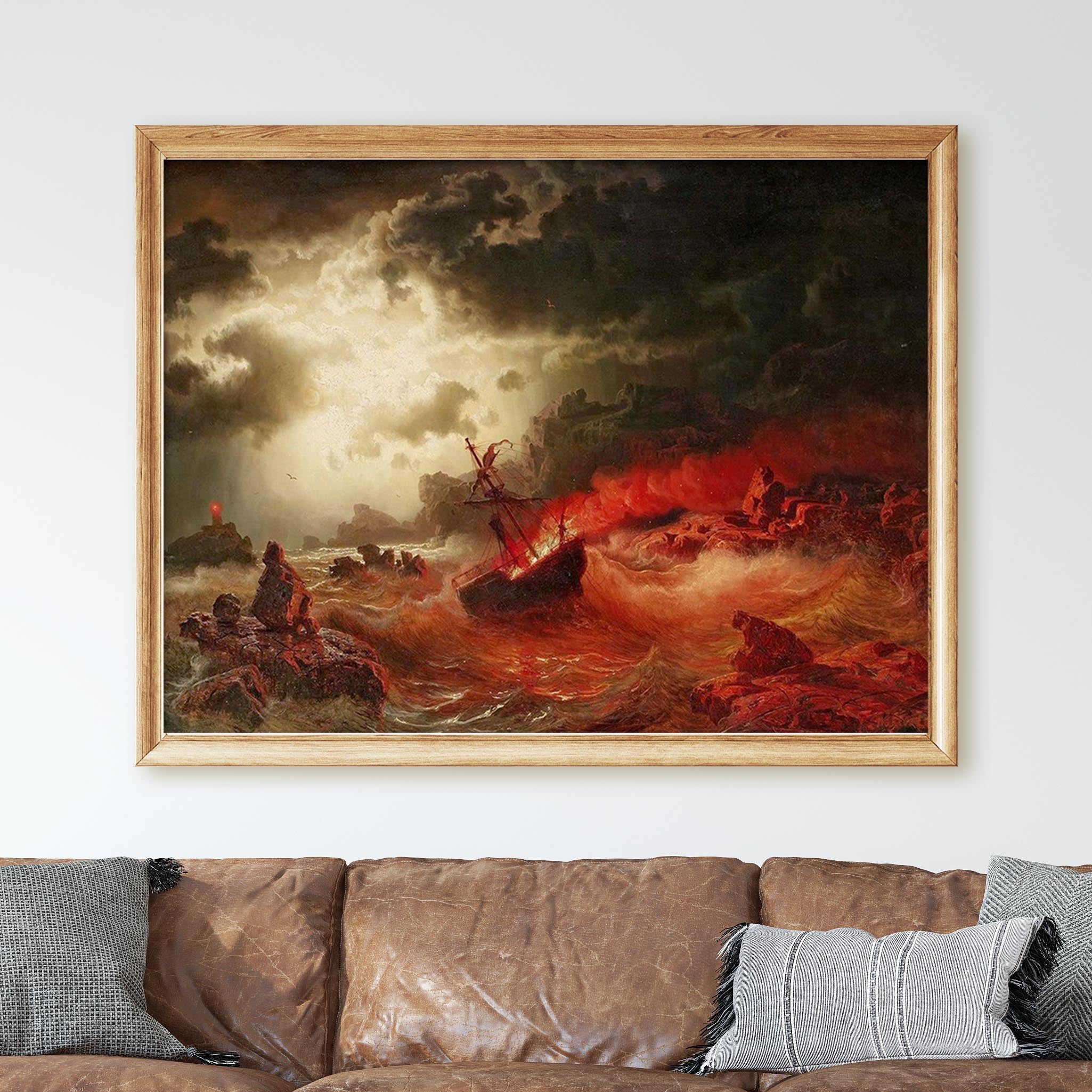 Ocean At Night With Burning Ship by Marcus Larson - Image 2