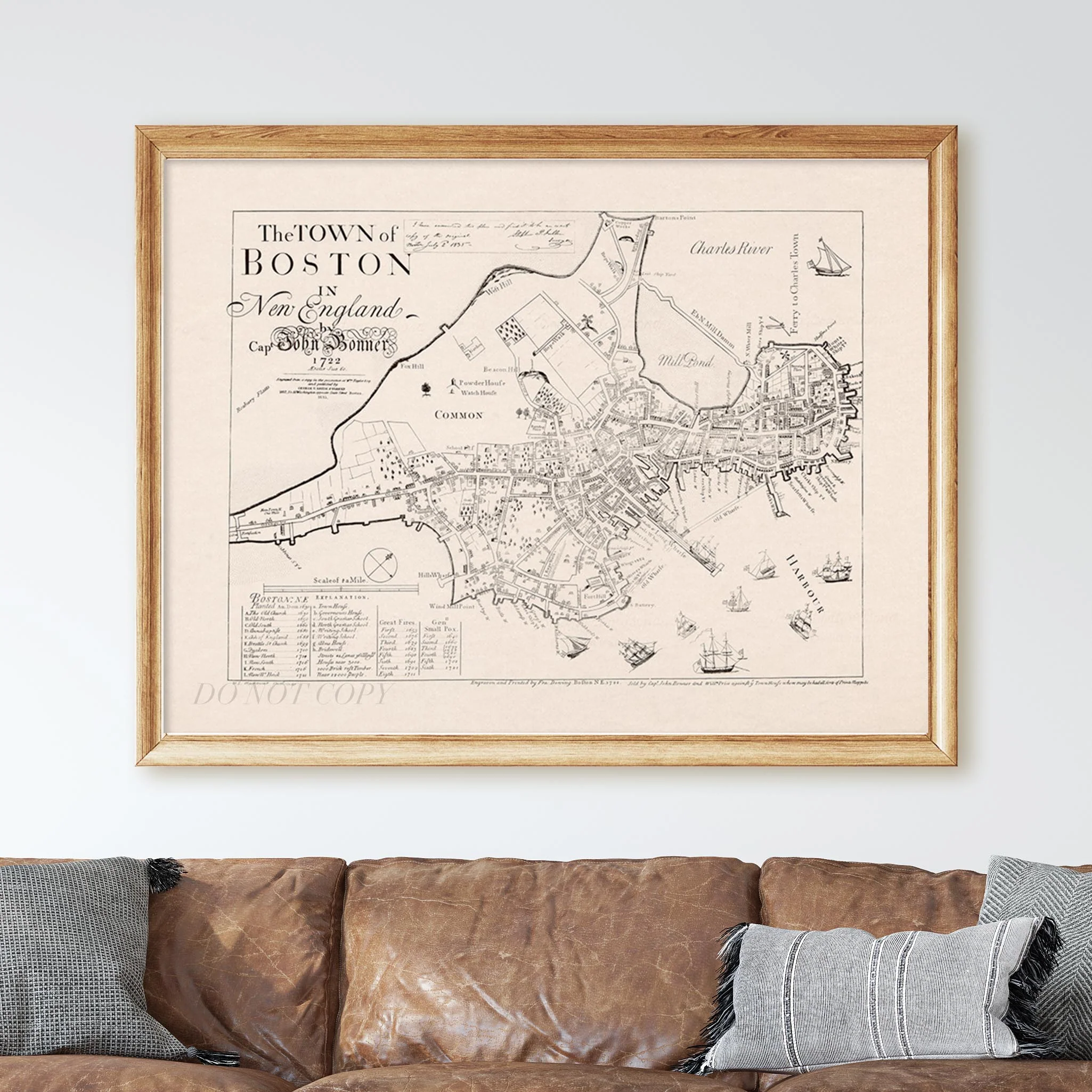 Old Map of Boston Massachusetts Bird's Eye View - Image 2