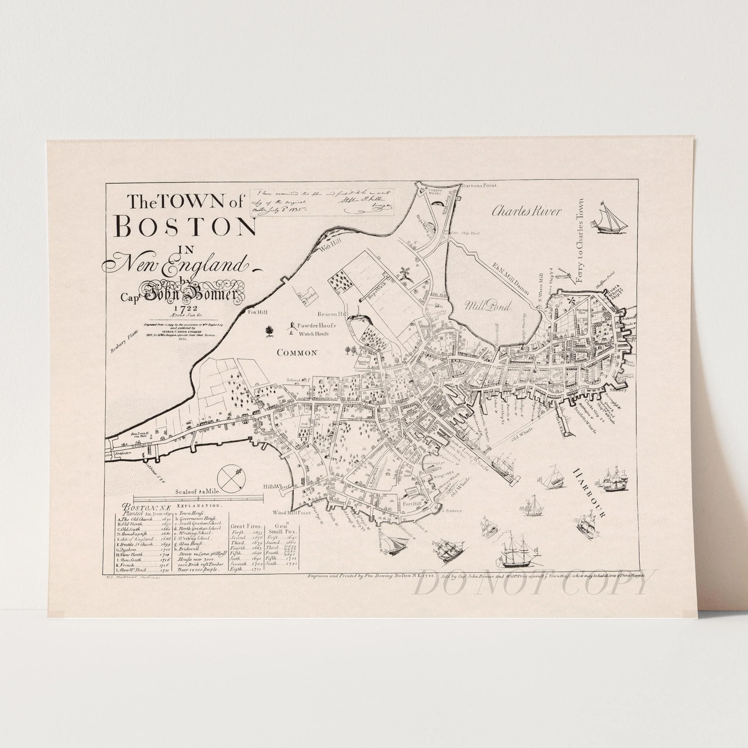 Old Map of Boston Massachusetts Bird's Eye View - Image 3
