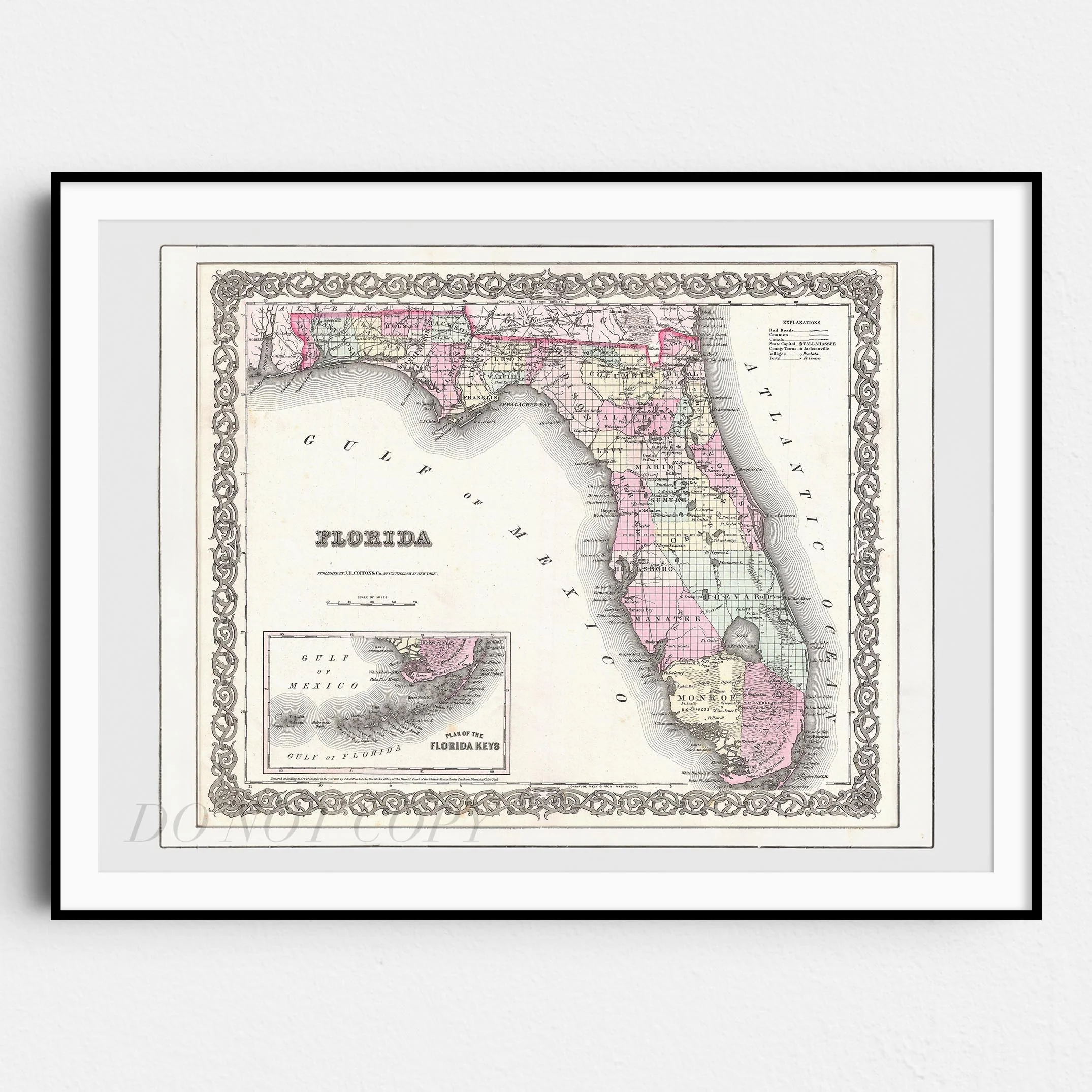 Old Map of Florida 1855