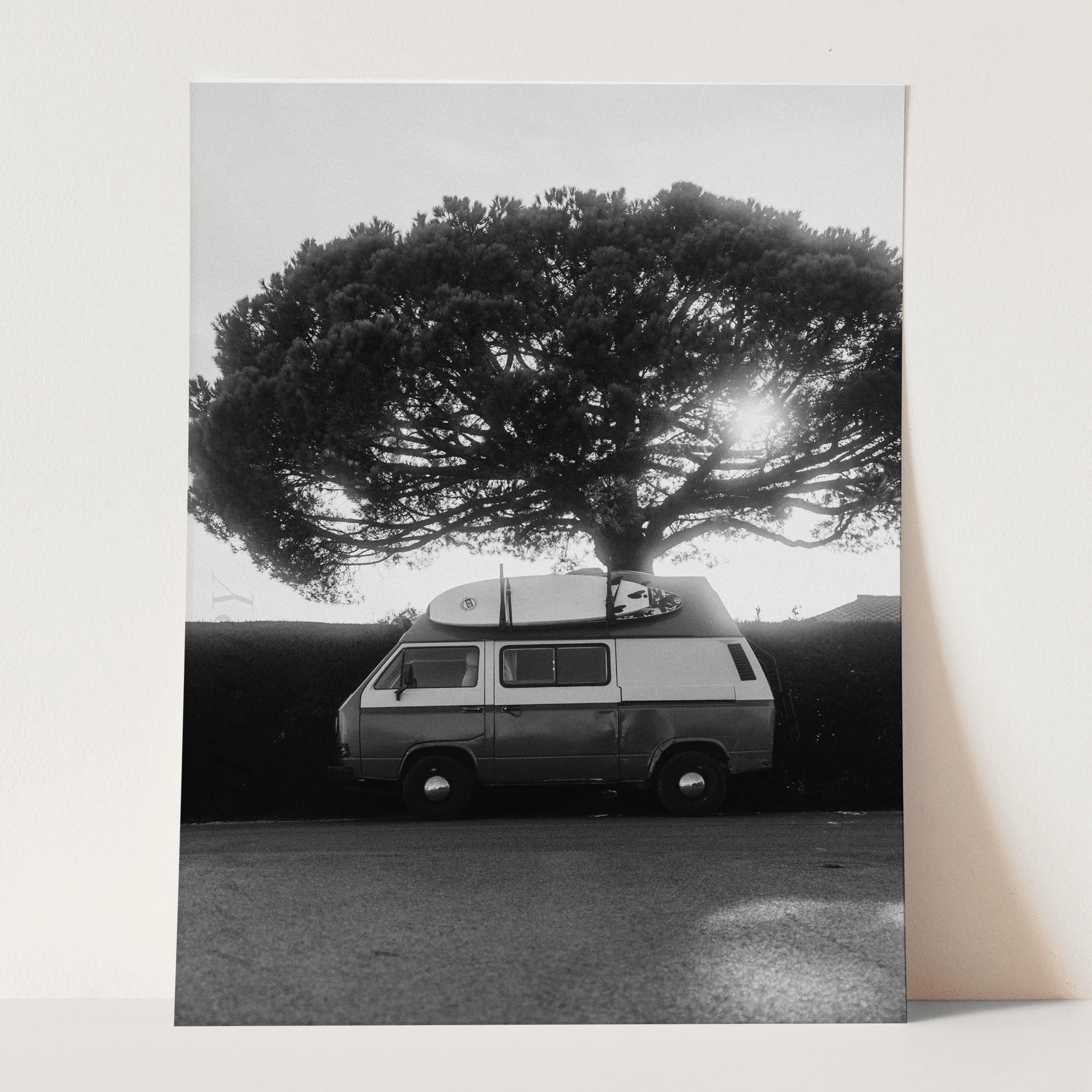 Old Van With Surfboard By Beach - Image 3