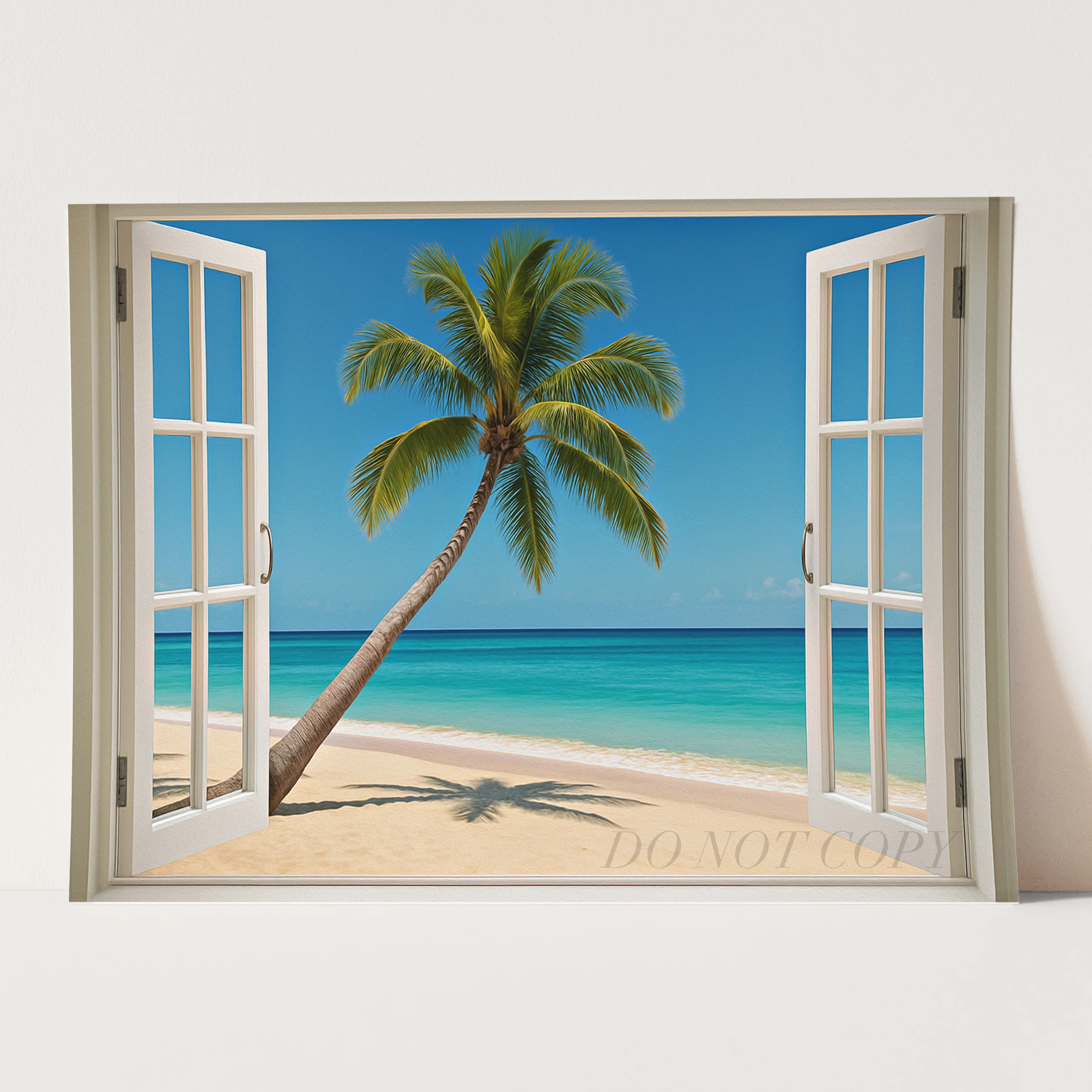 Open Window To The Beach With Palm Tree - Image 3