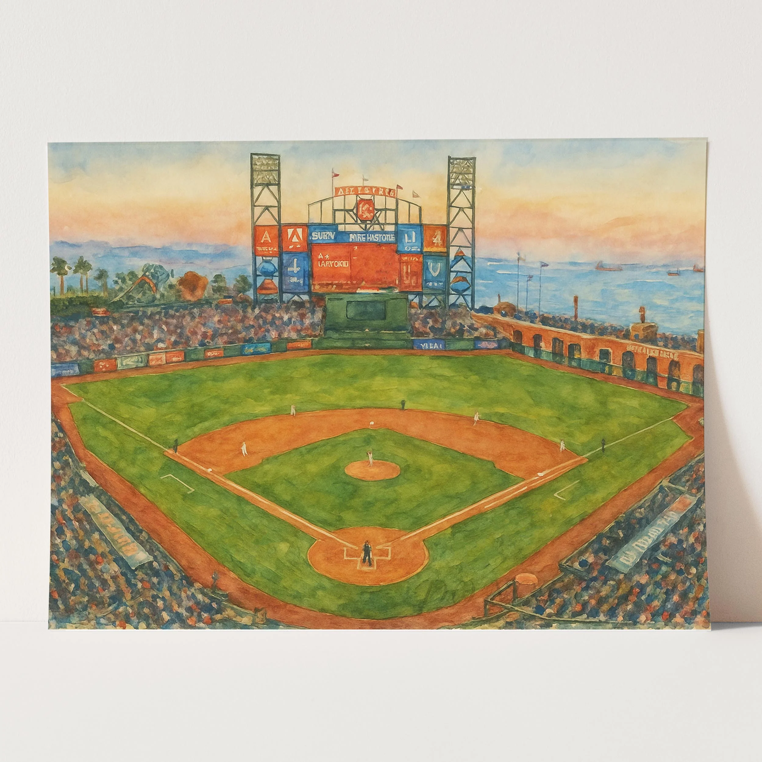 Oracle Park Watercolor Painting - Image 3