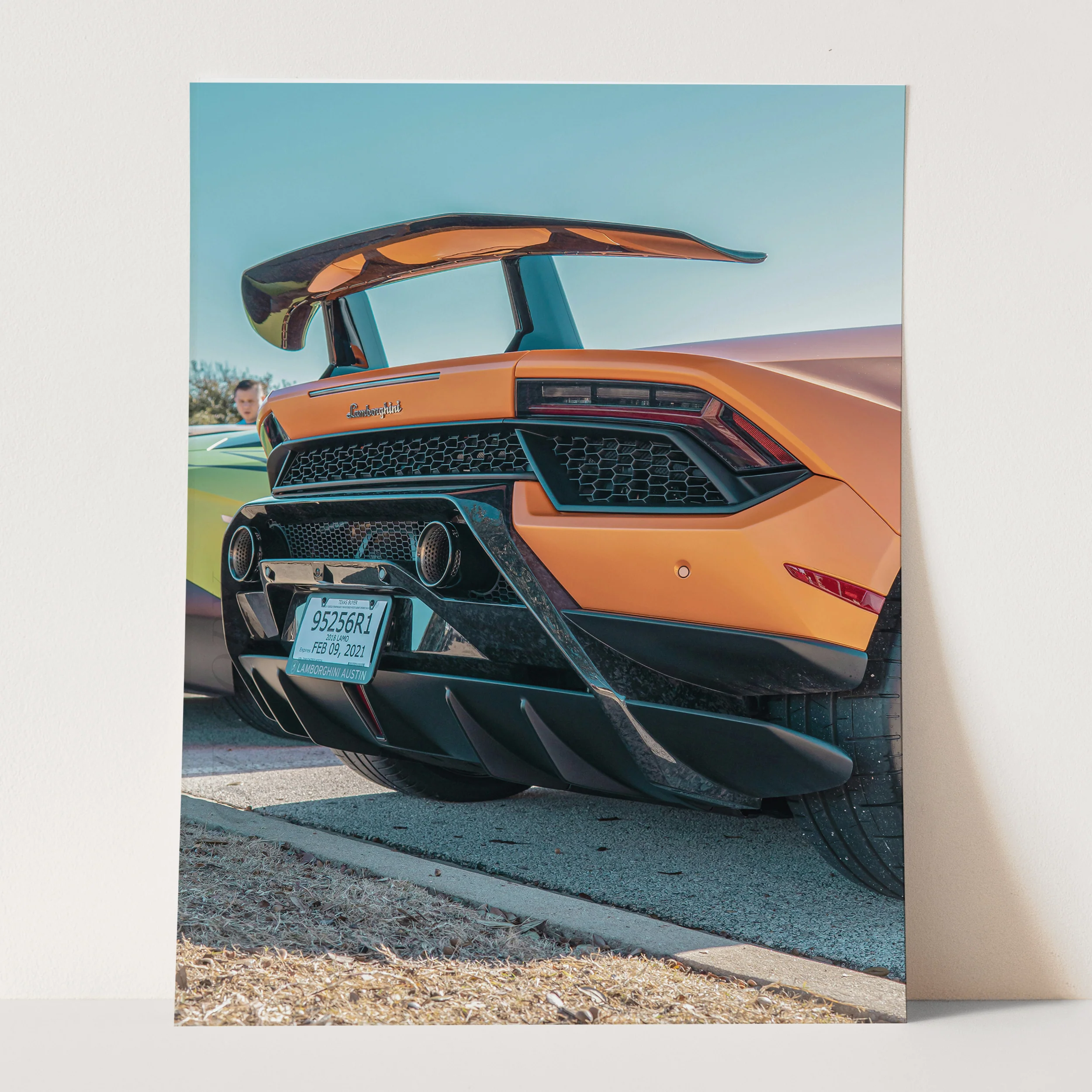 Orange Lamborghini Rear View - Image 3