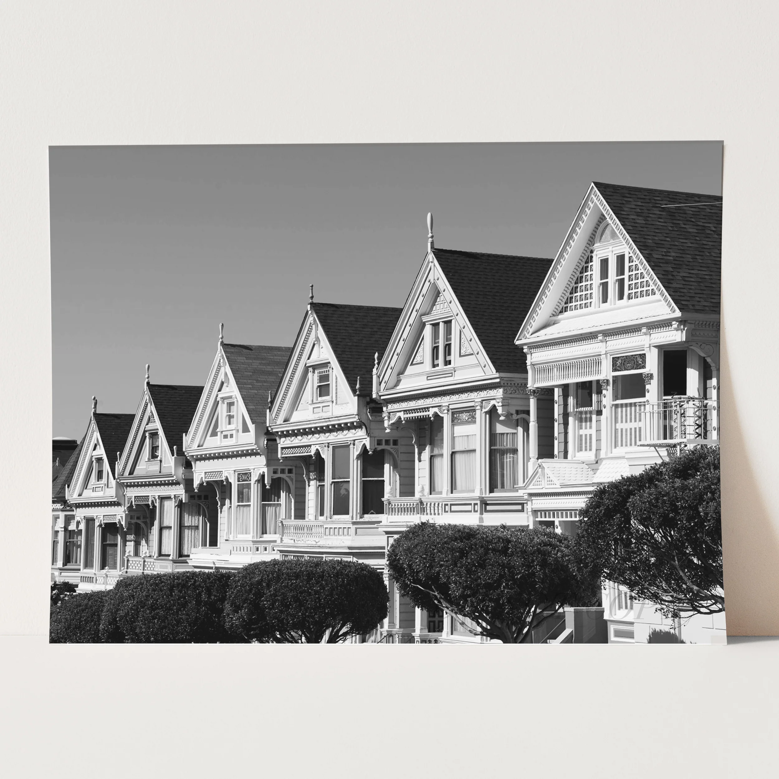 Painted Ladies Row of Victorian Houses San Francisco Black & White - Image 3