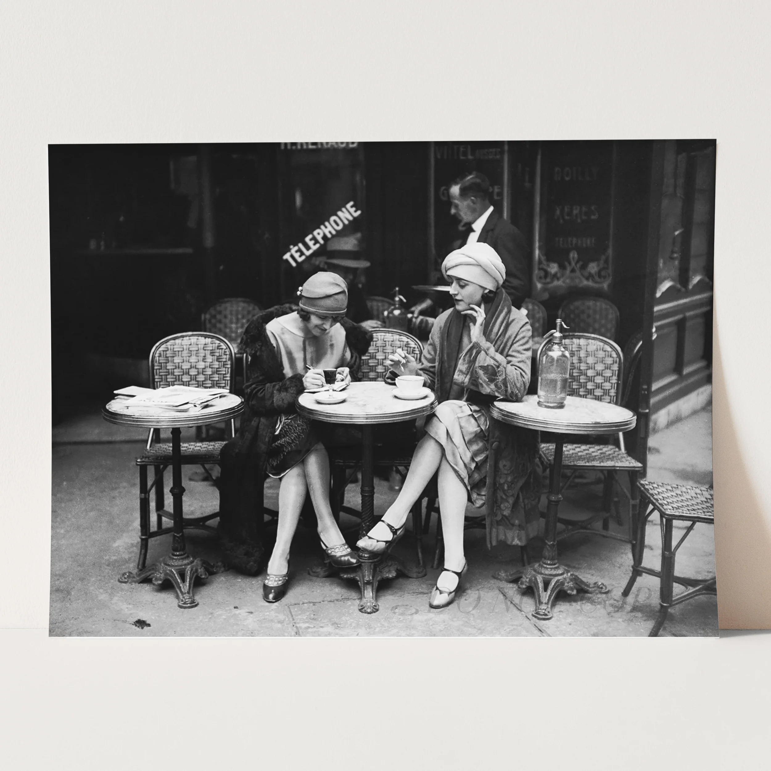 Paris Cafe Flapper Girls Having Coffee 1920s - Image 3