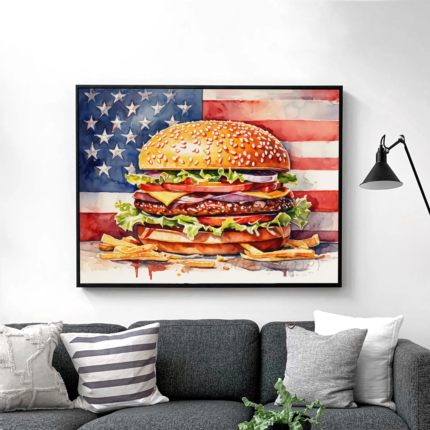 Patriotic Cheeseburger with American Flag - Image 2