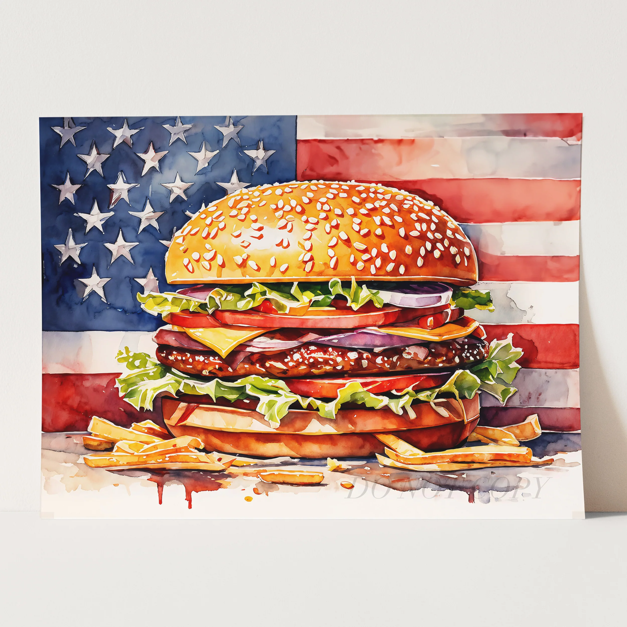 Patriotic Cheeseburger with American Flag - Image 3