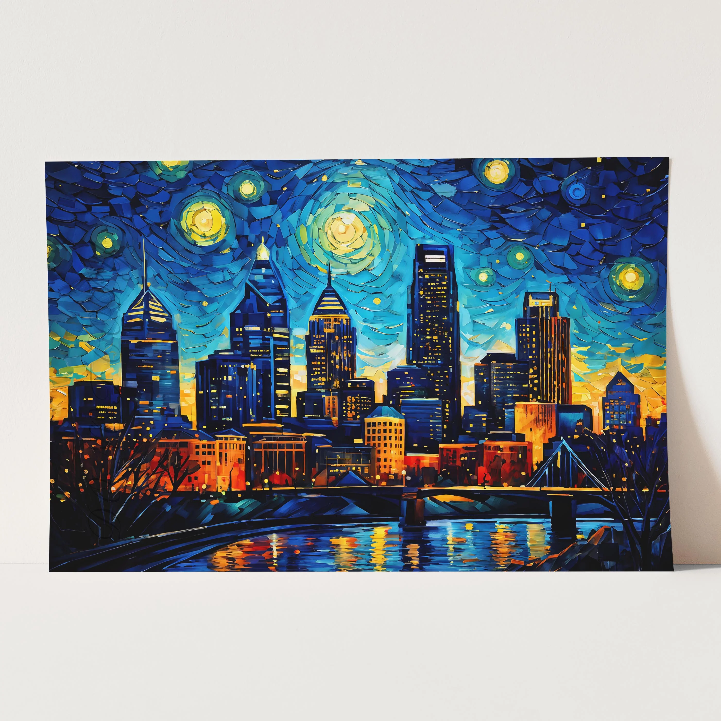Philadelphia City Skyline as Van Gogh Starry Night - Image 3