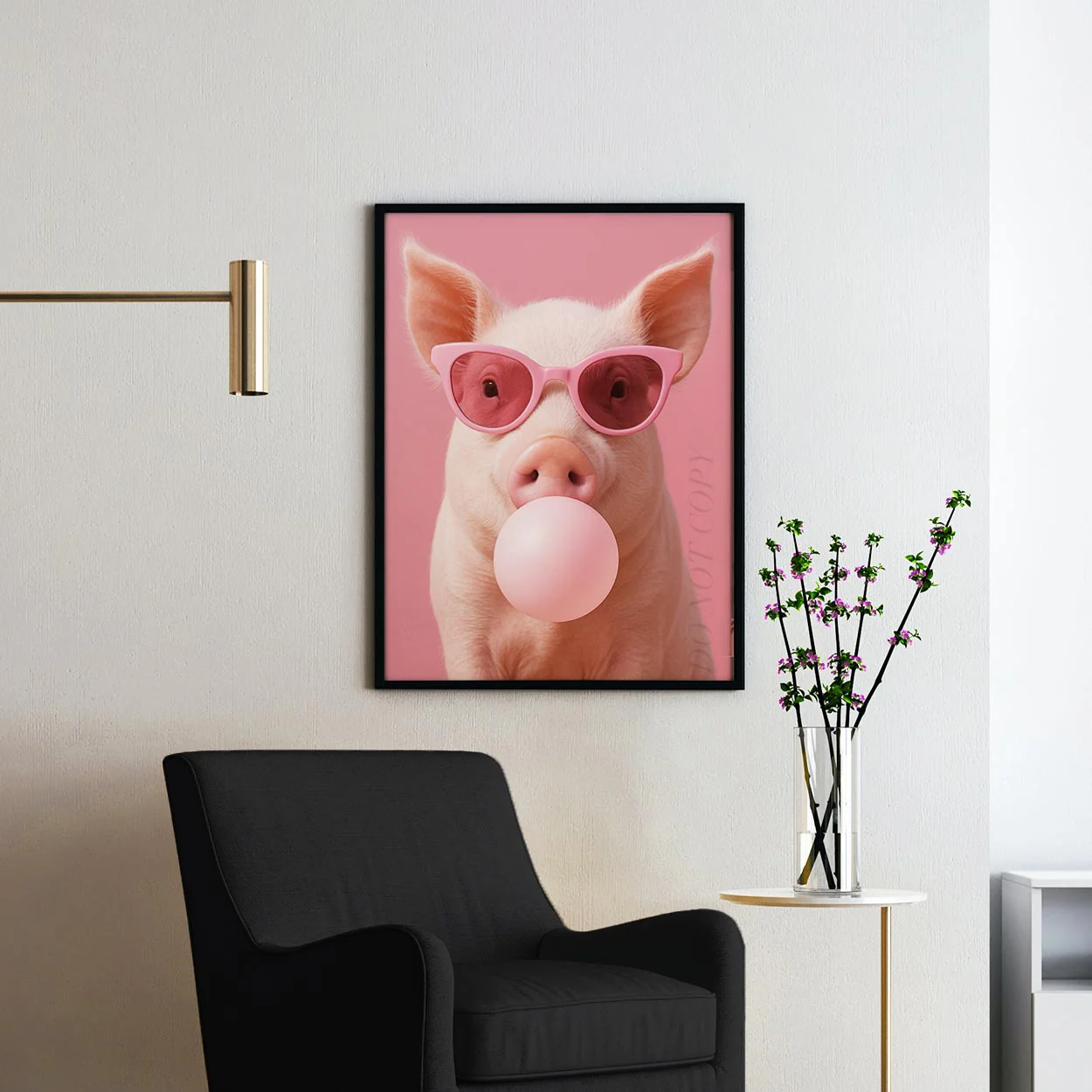 Pig With Sunglasses Blowing Pink Bubble Gum - Image 2