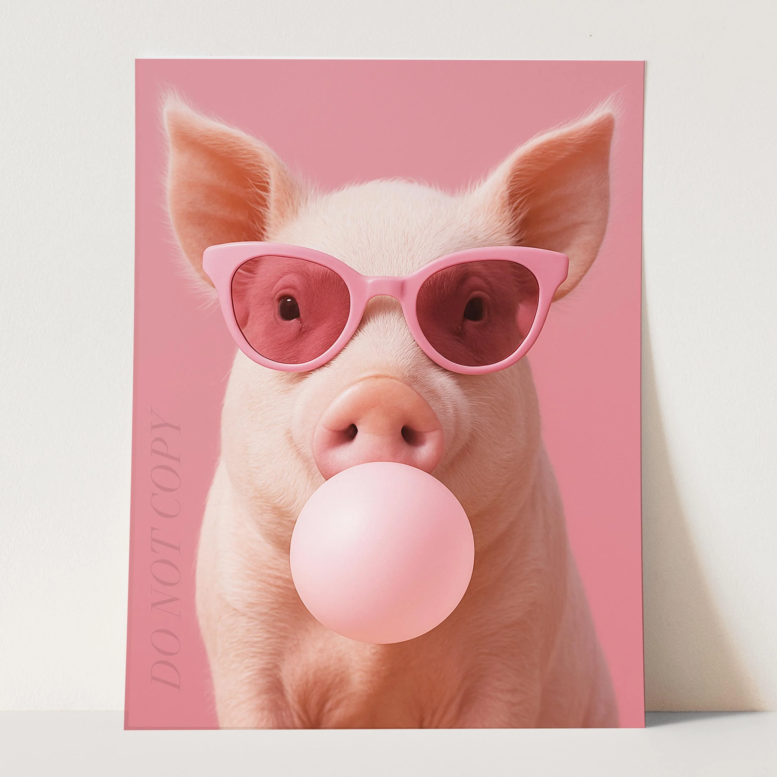 Pig With Sunglasses Blowing Pink Bubble Gum - Image 3