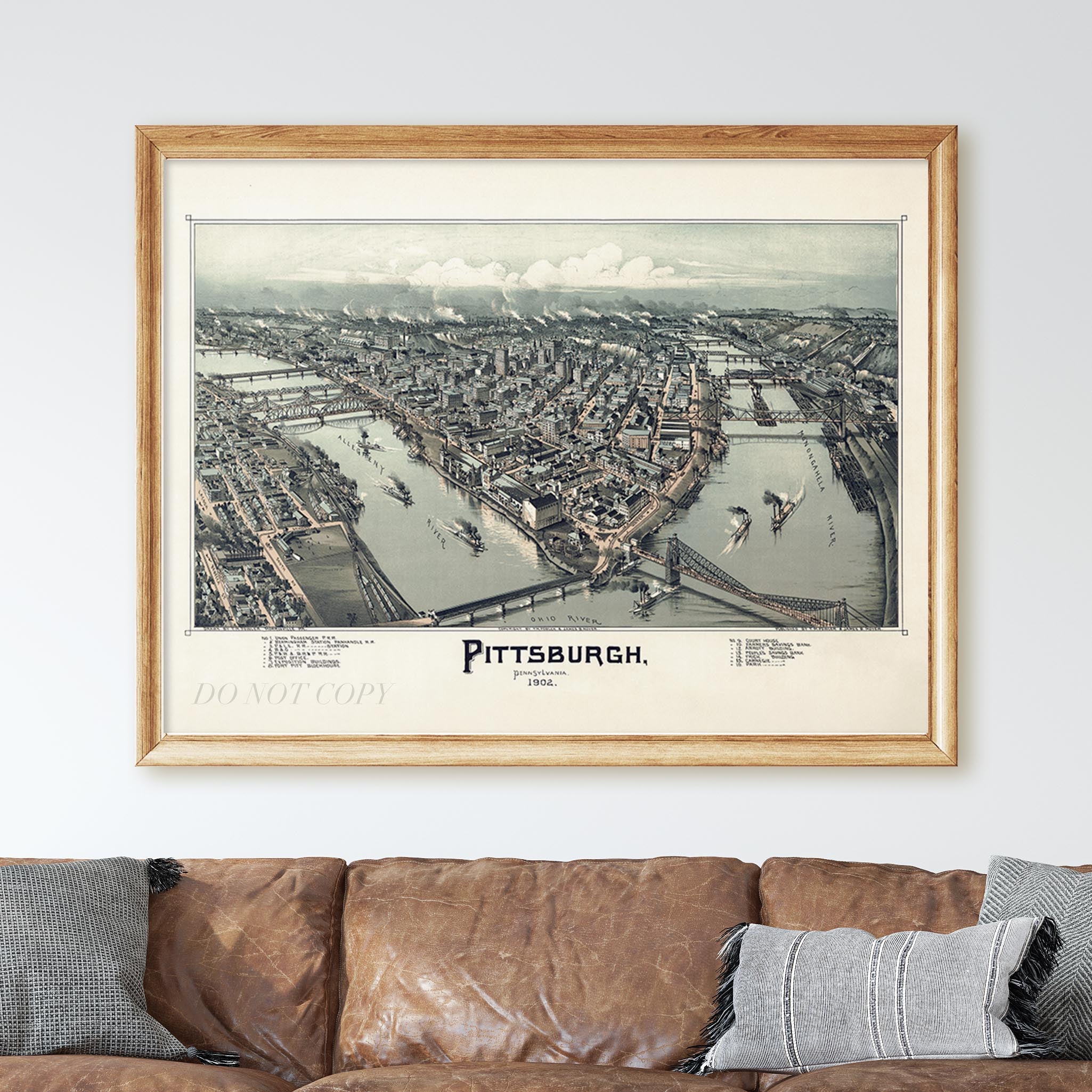 Pittsburgh Map 1902 - Vintage Bird's Eye View Map - Image 2