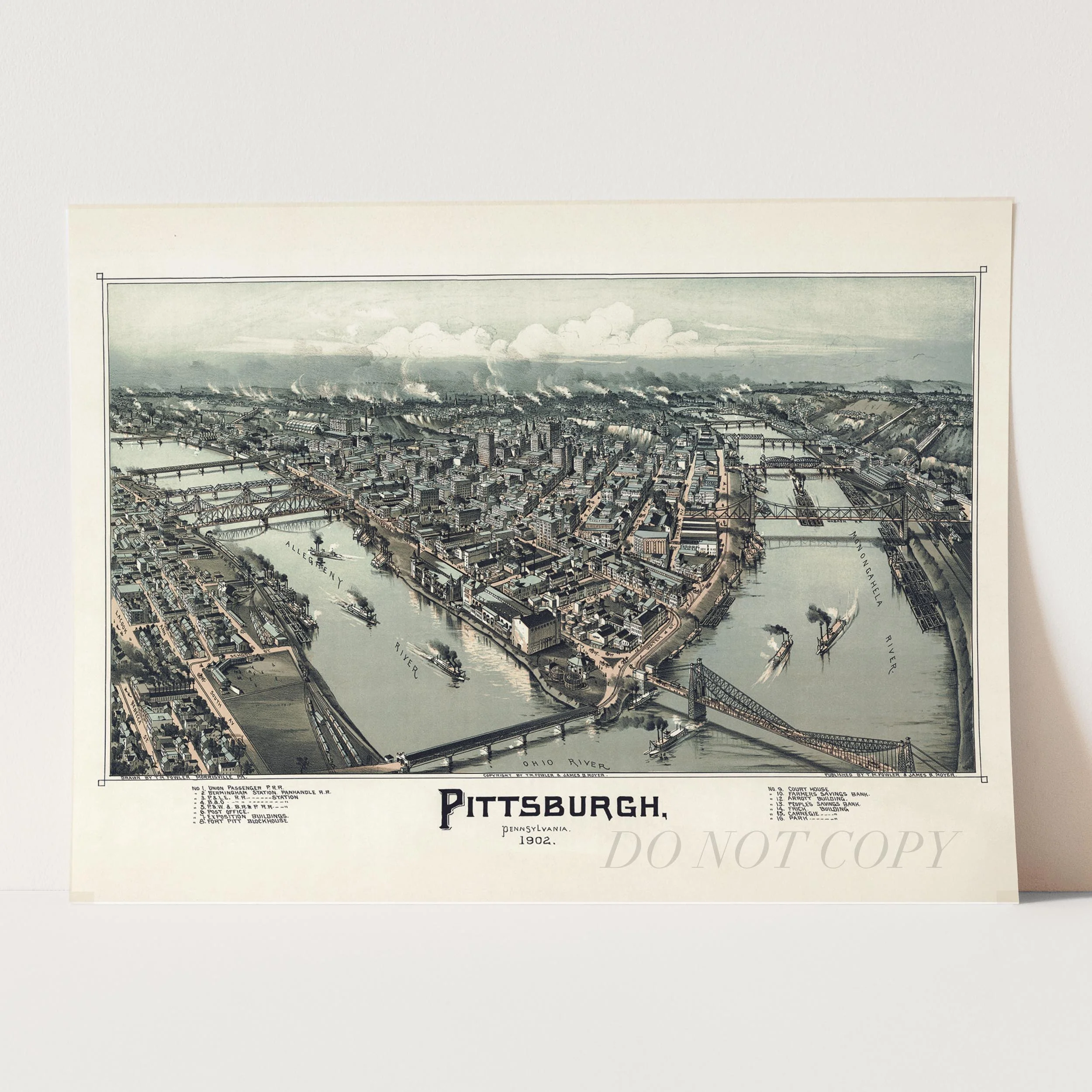 Pittsburgh Map 1902 - Vintage Bird's Eye View Map - Image 3
