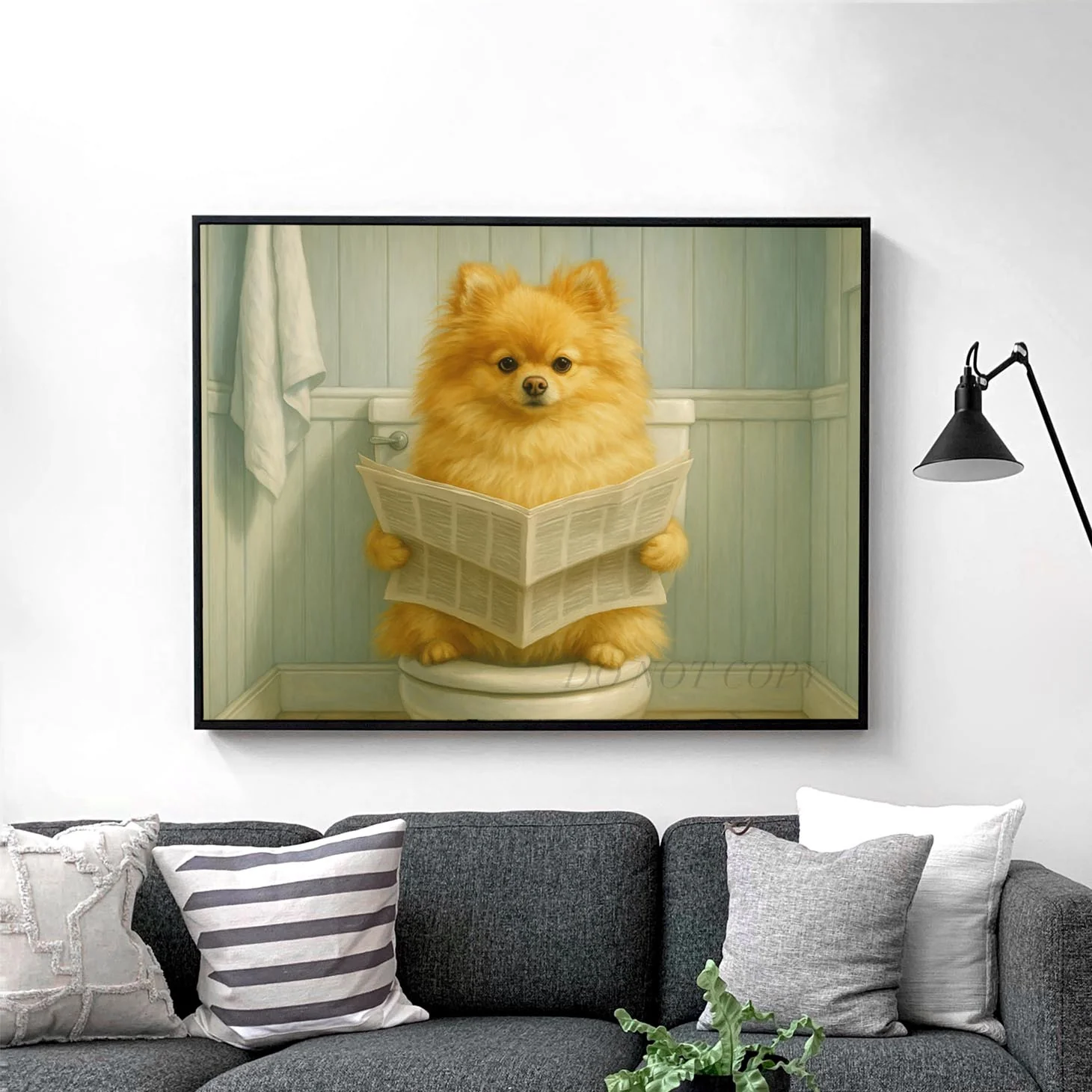 Pomeranian Dog Reading The Newspaper On The Toilet - Image 2