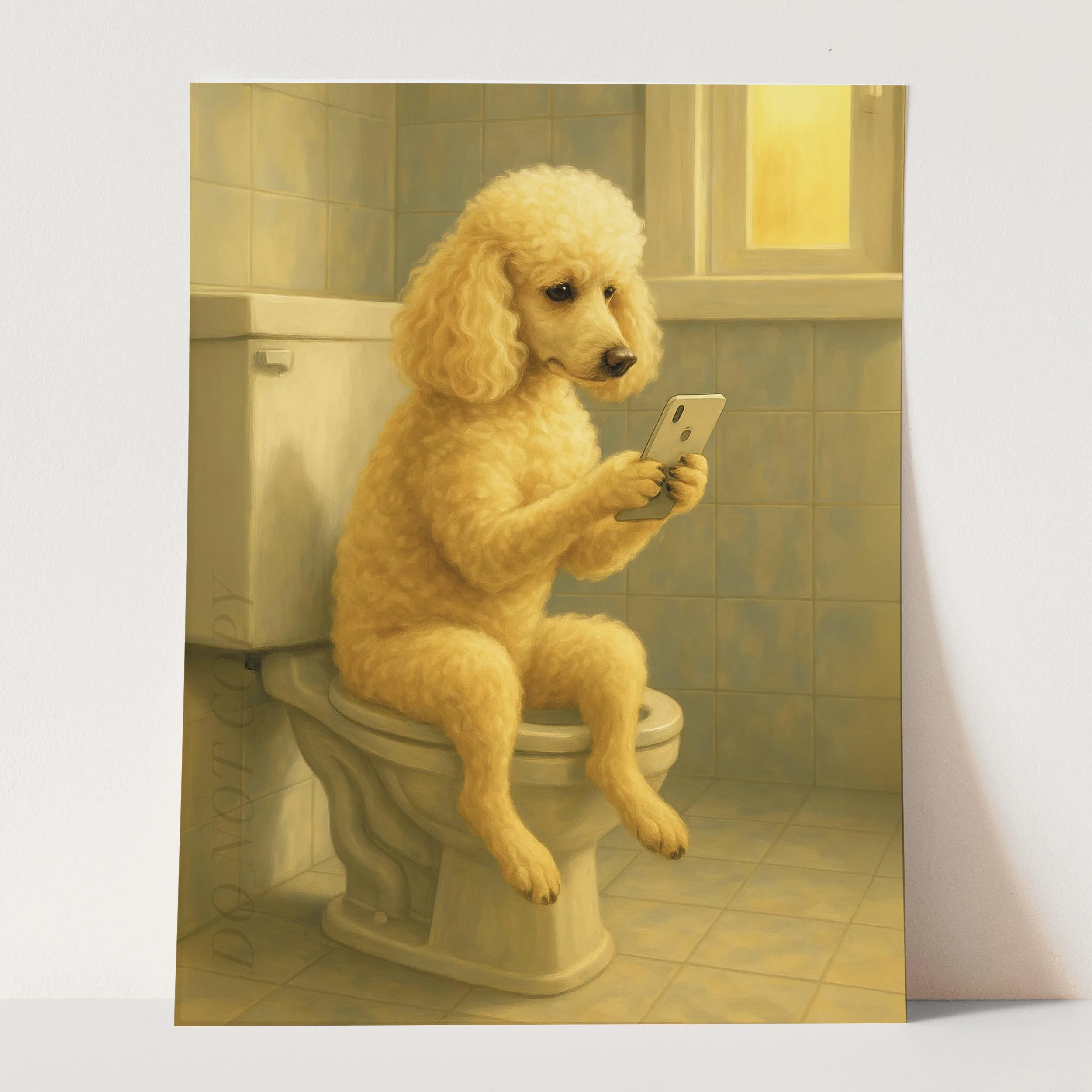 Poodle Dog On The Phone On The Toilet - Image 3