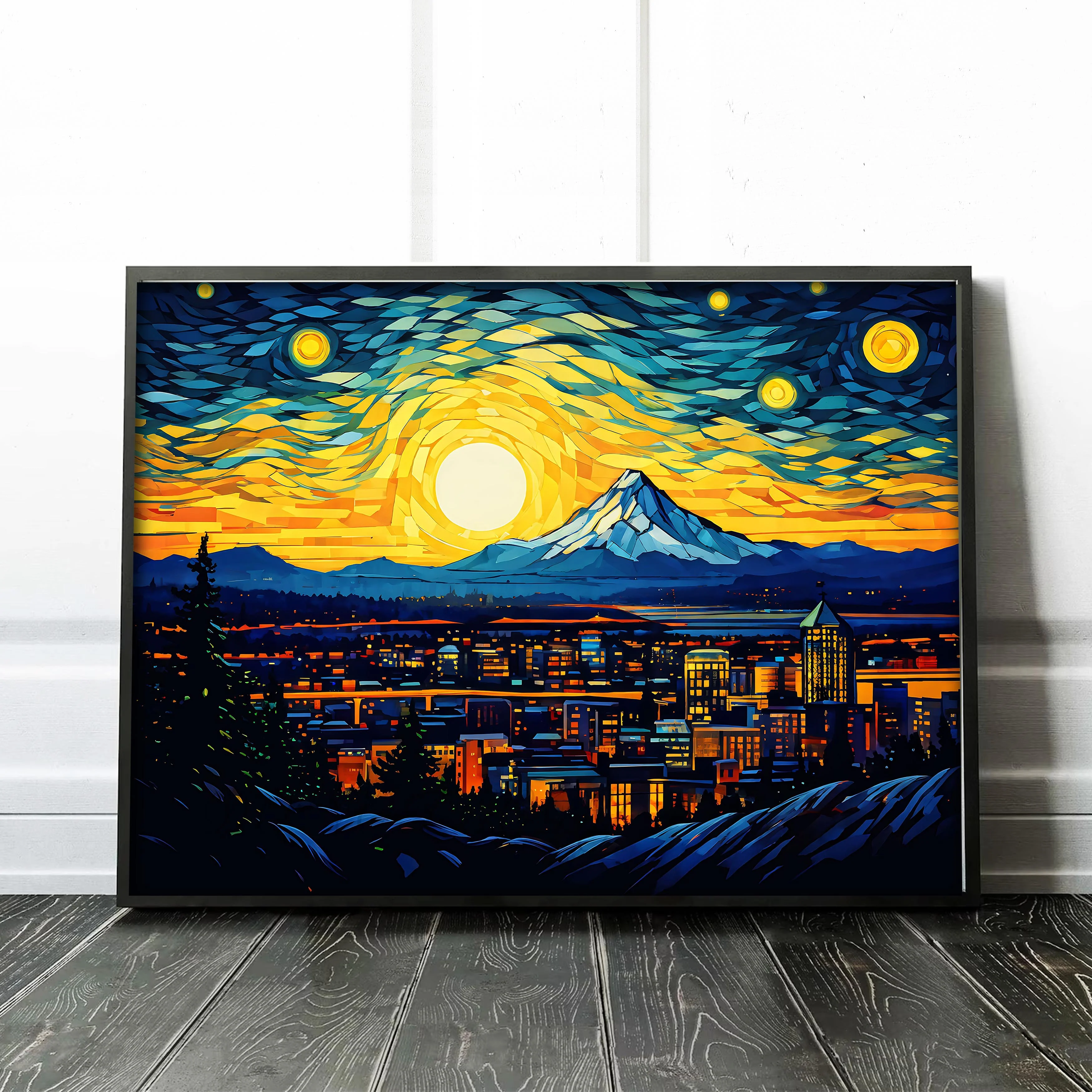 Portland Oregon Skyline as Van Gogh Starry Night - Image 2