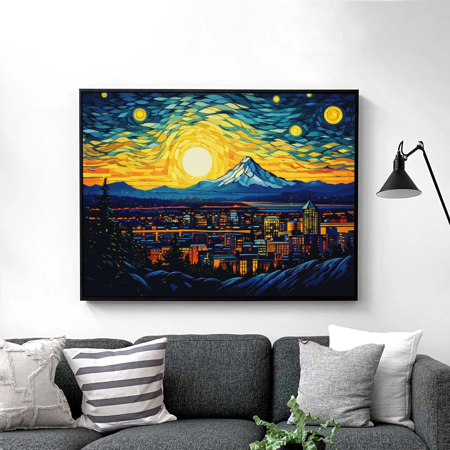 Portland Oregon Skyline as Van Gogh Starry Night - Image 3