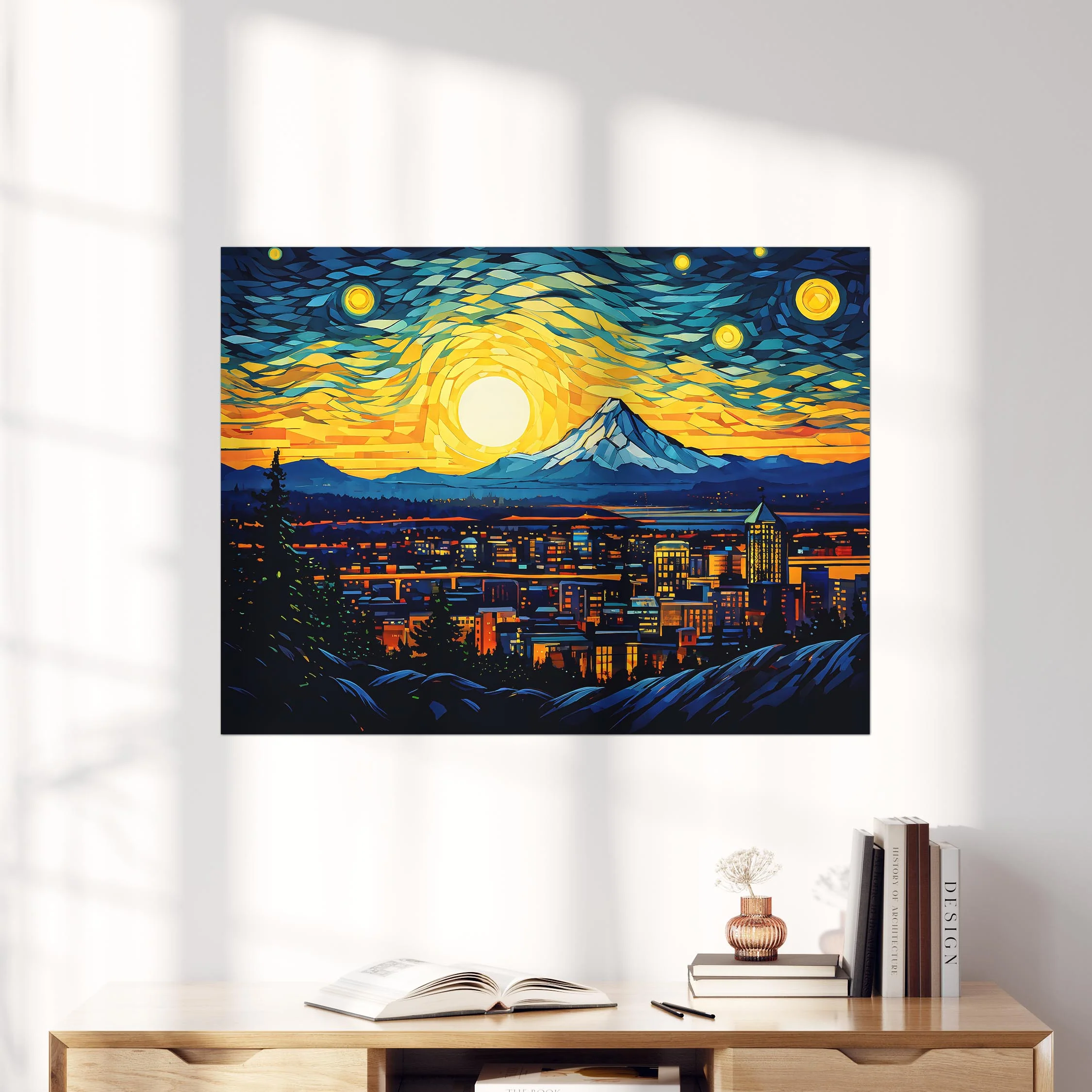 Portland Oregon Skyline as Van Gogh Starry Night - Image 4