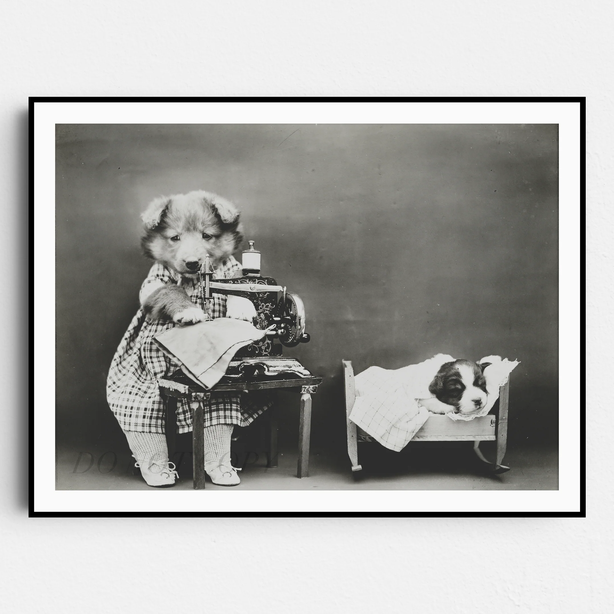 Puppy Dog on a Sewing Machine