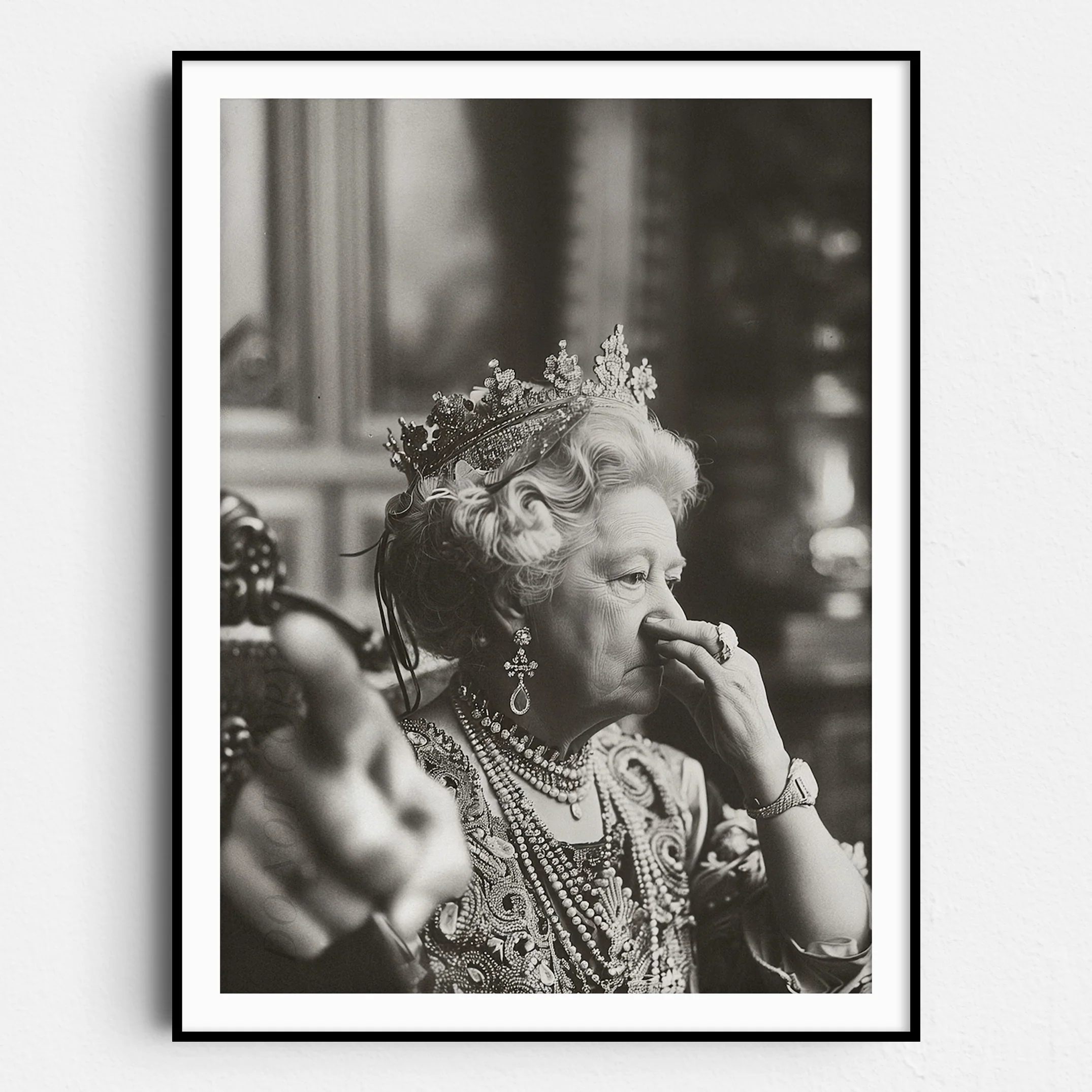 Queen Elizabeth of England Plugging Her Nose