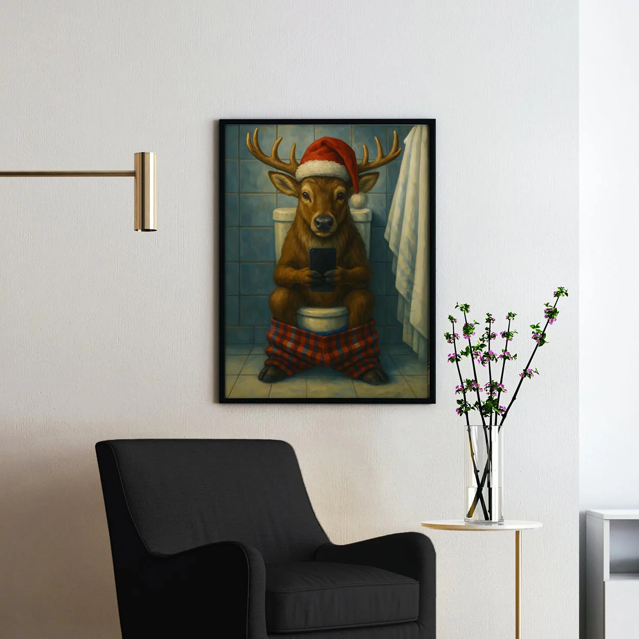 Reindeer On The Phone On The Toilet - Image 2