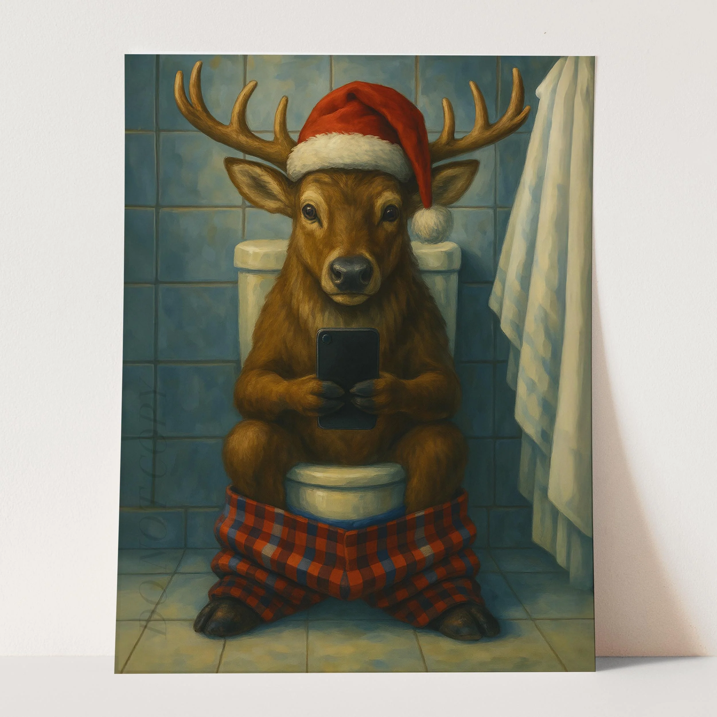 Reindeer On The Phone On The Toilet - Image 3