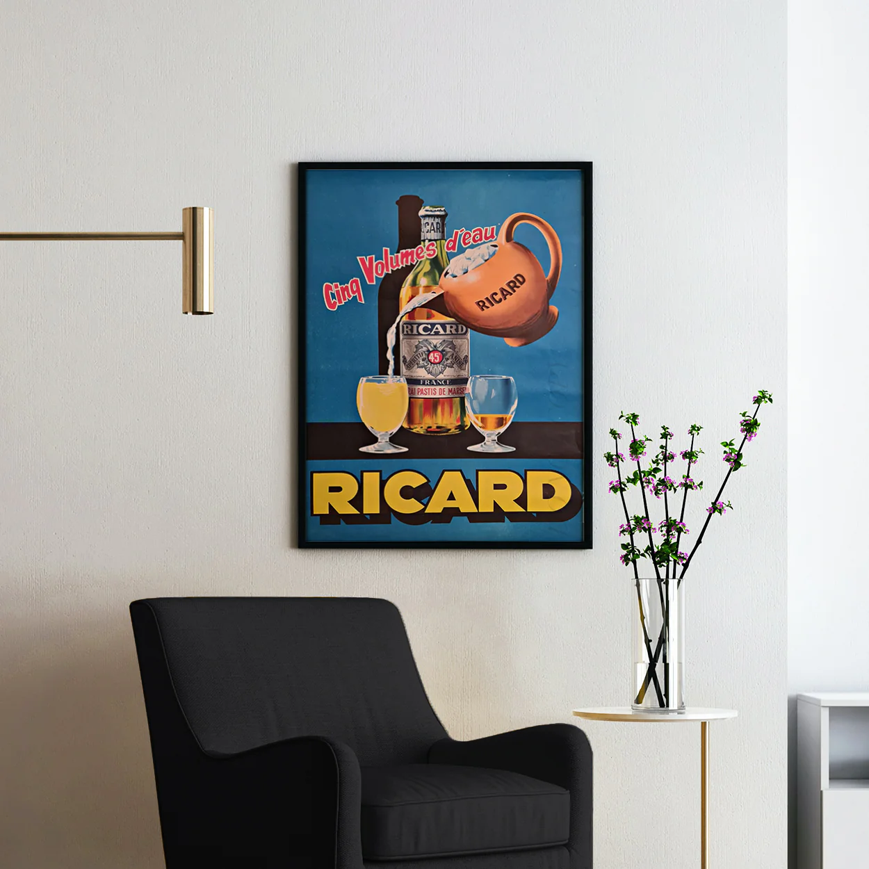 Ricard Cinq Volumes D'eau Vintage Advertising Poster - Image 2