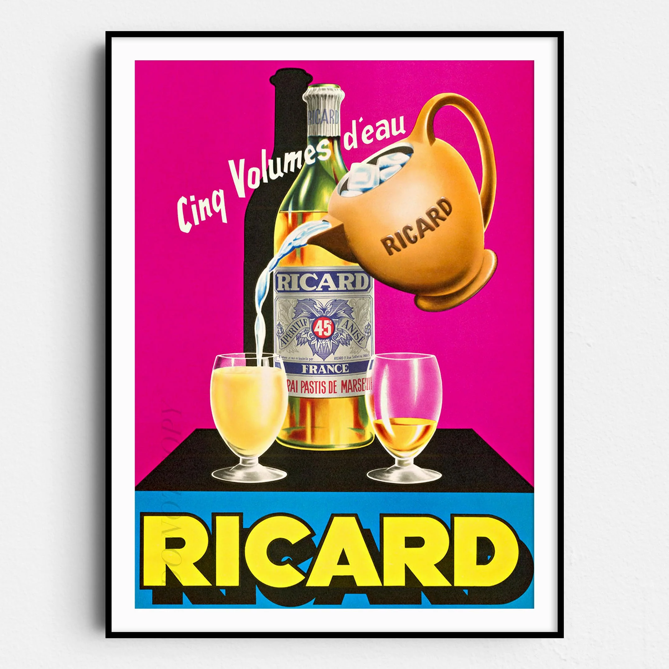 Ricard Cinq Volumes D'Eau - Vintage Advertising Poster