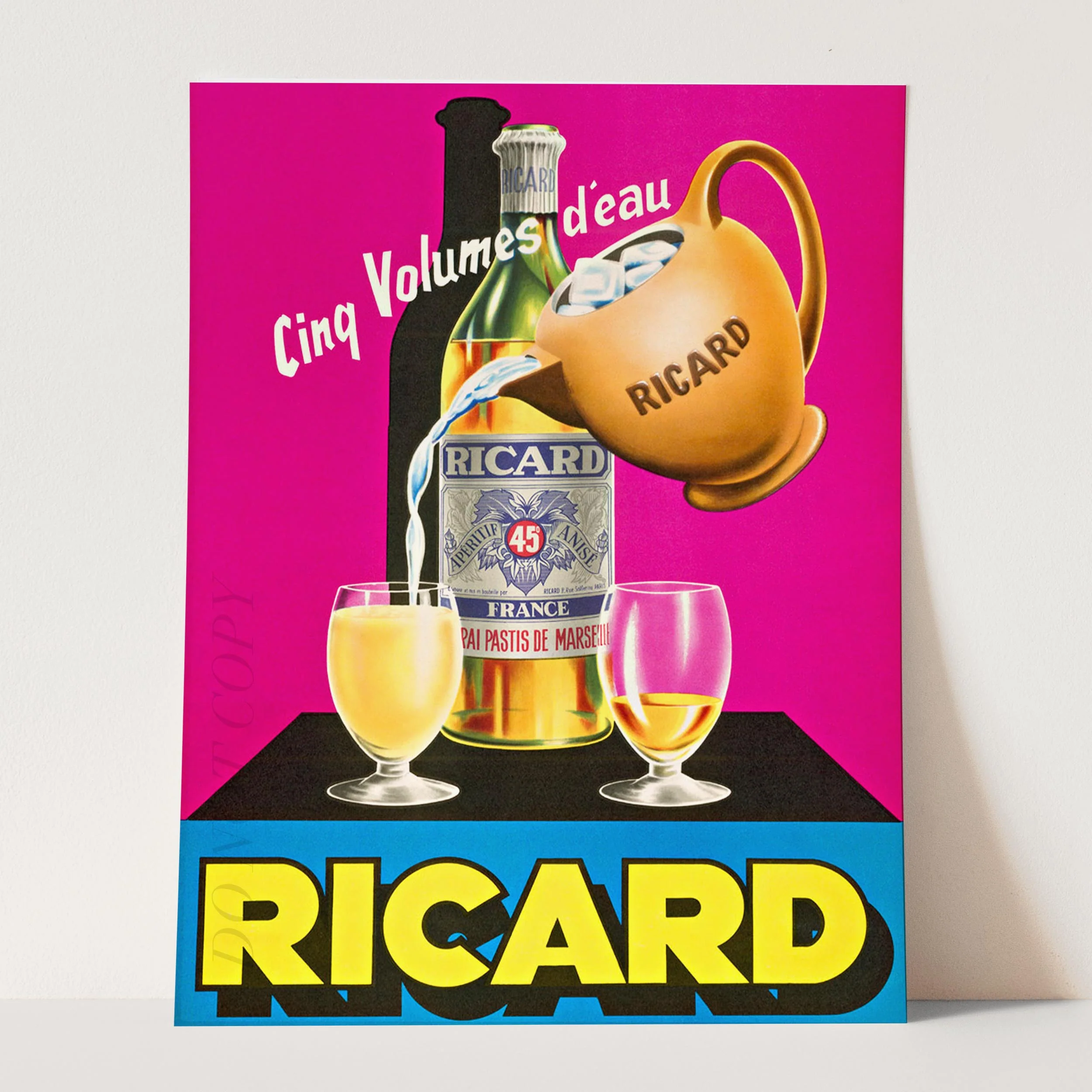 Ricard Cinq Volumes D'Eau - Vintage Advertising Poster - Image 3