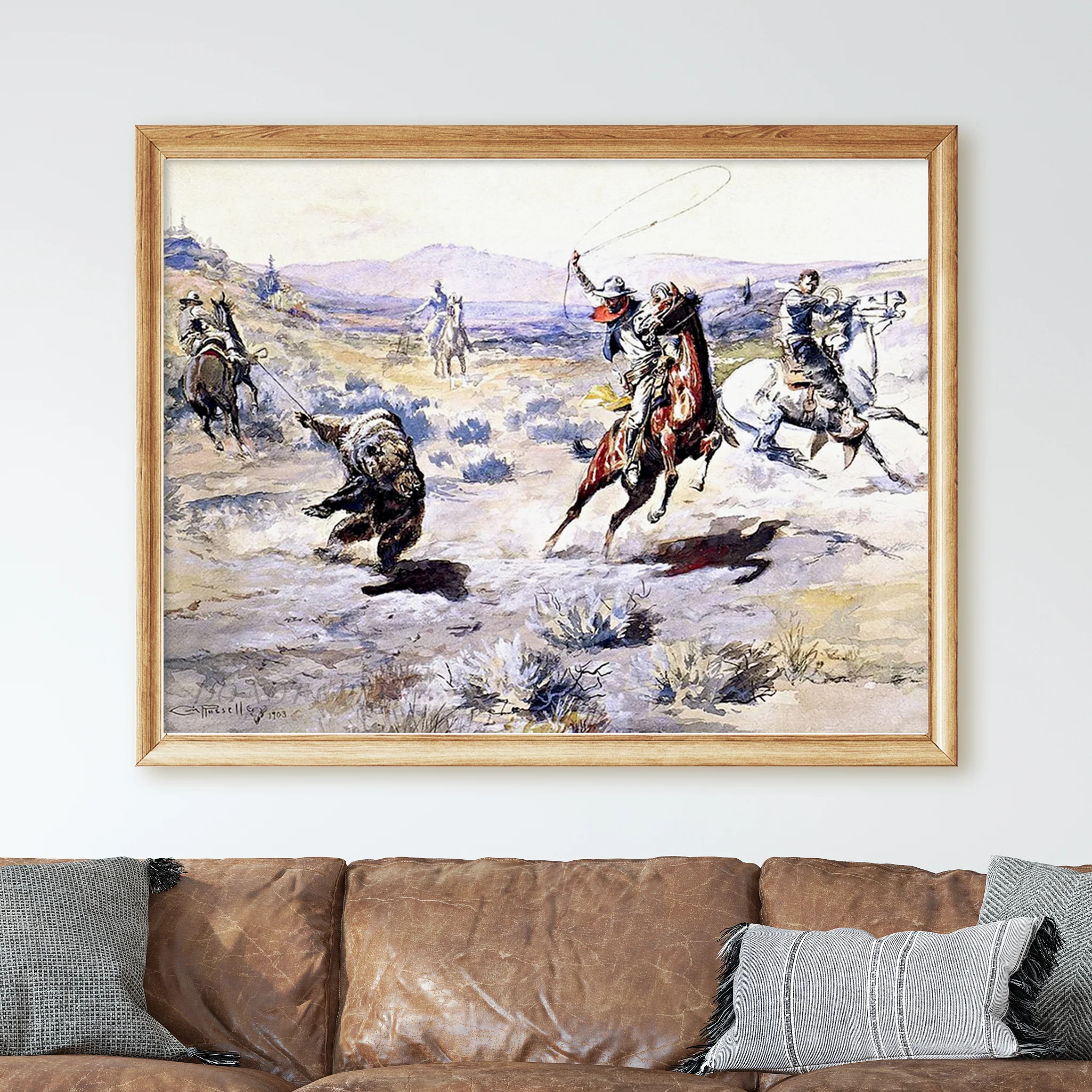Roping A Grizzly by Charles M Russell - Image 2