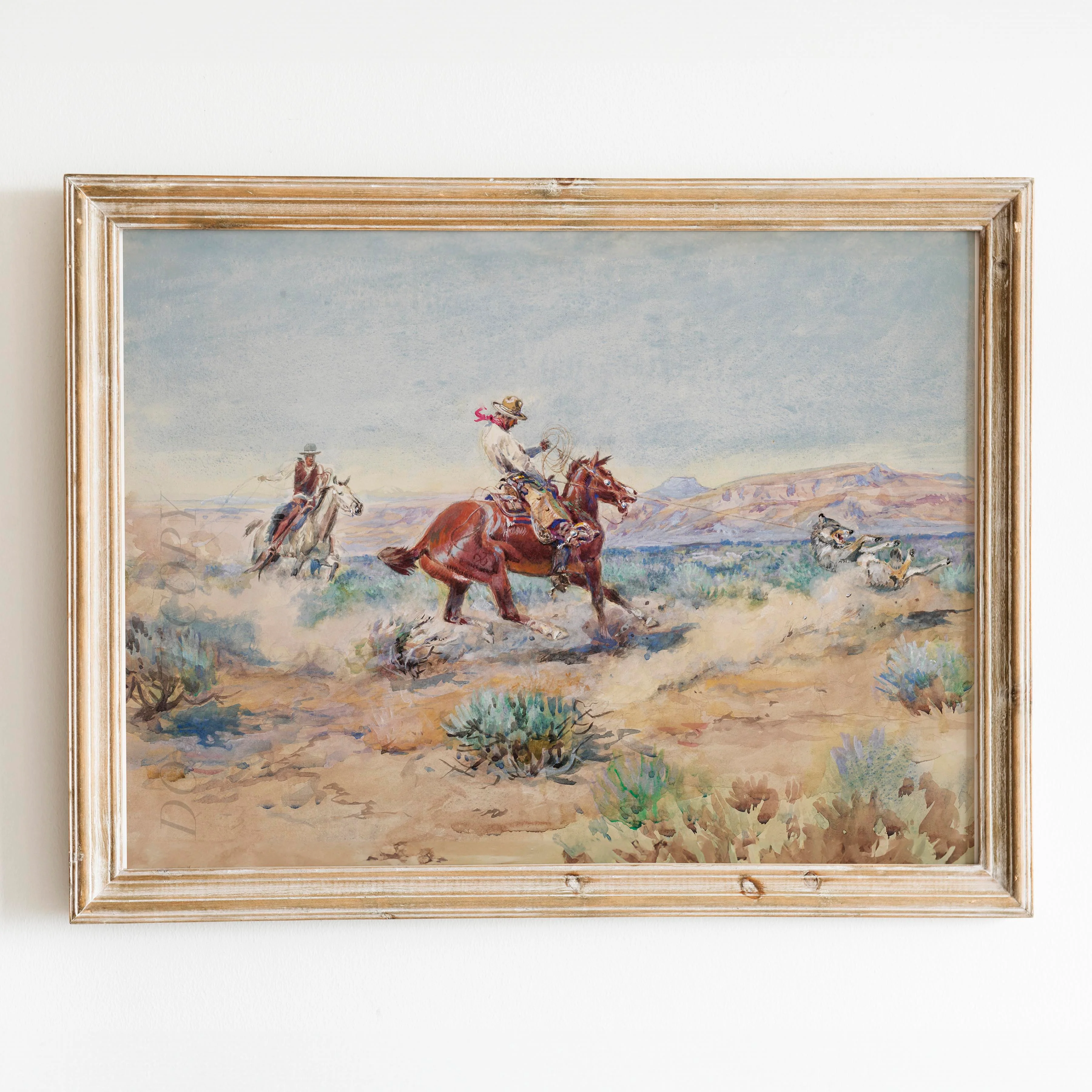 Roping A Wolf by Charles Russell