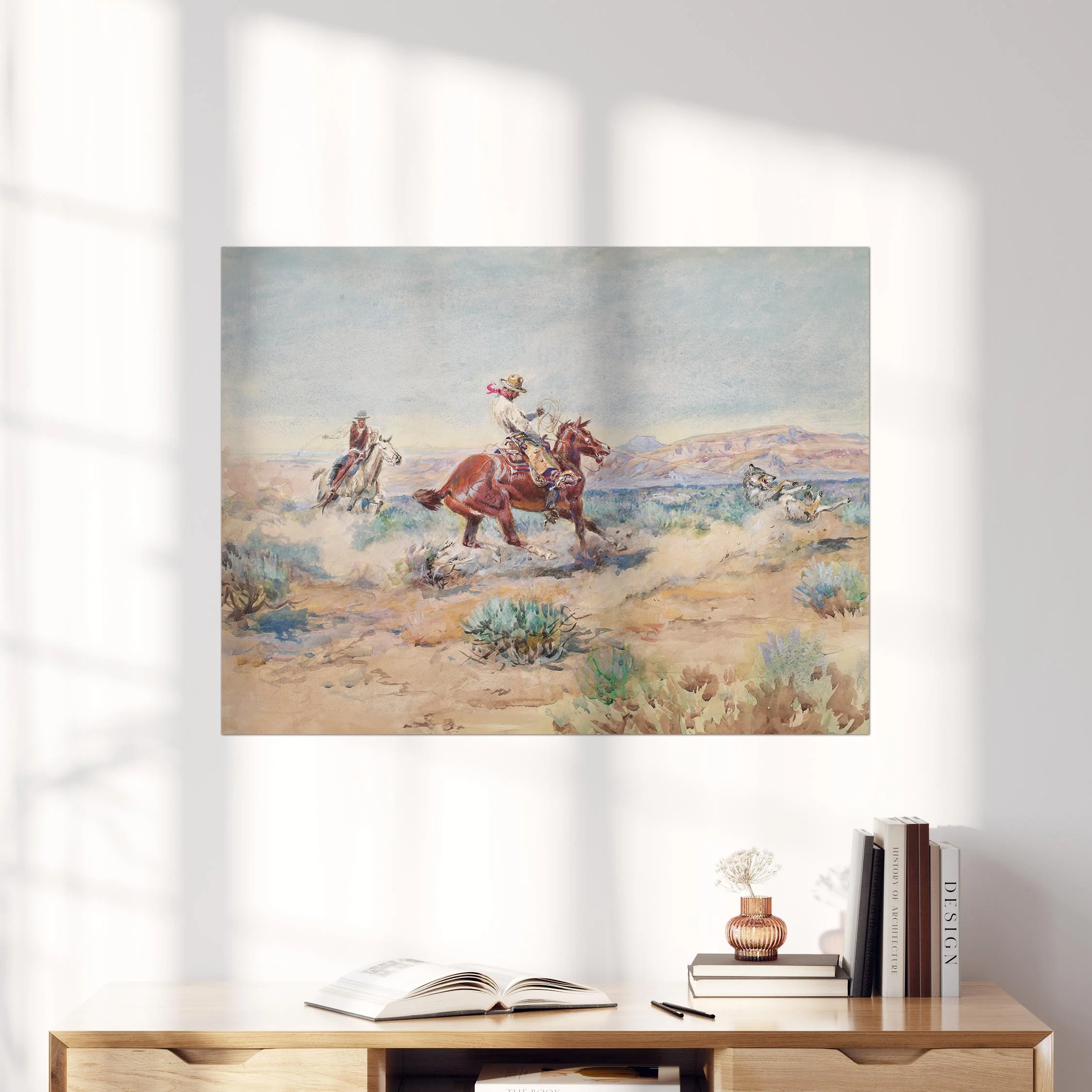 Roping A Wolf by Charles Russell - Image 4